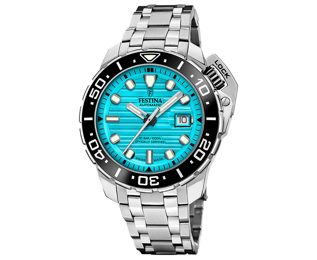 Festina Swiss Made Diver Stainless Steel Analog Mens Watch I Model F20043/5 Automatic Movement