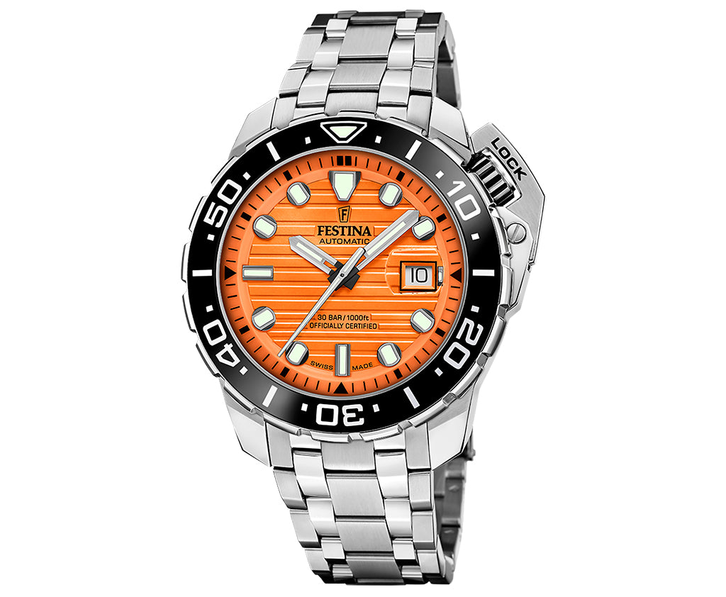 Festina Swiss Made Diver Stainless Steel Analog Mens Watch I Model F20043/3 Automatic Movement