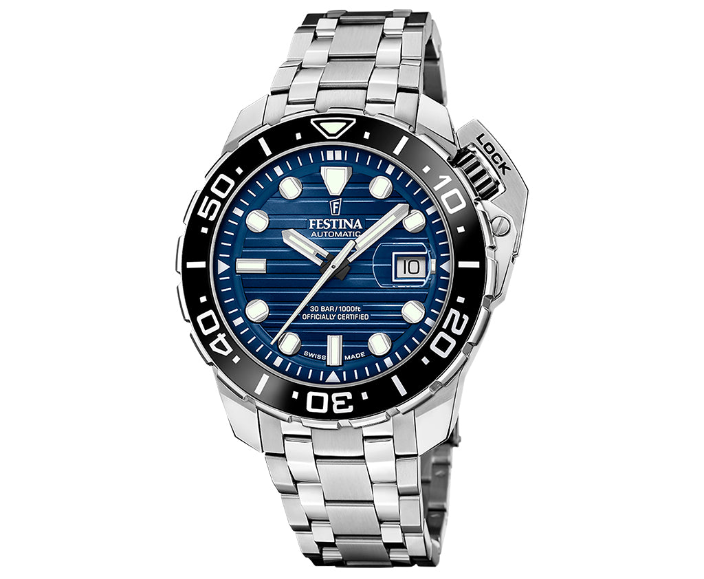 Festina Swiss Made Diver Stainless Steel Analog Mens Watch I Model F20043/2 Automatic Movement
