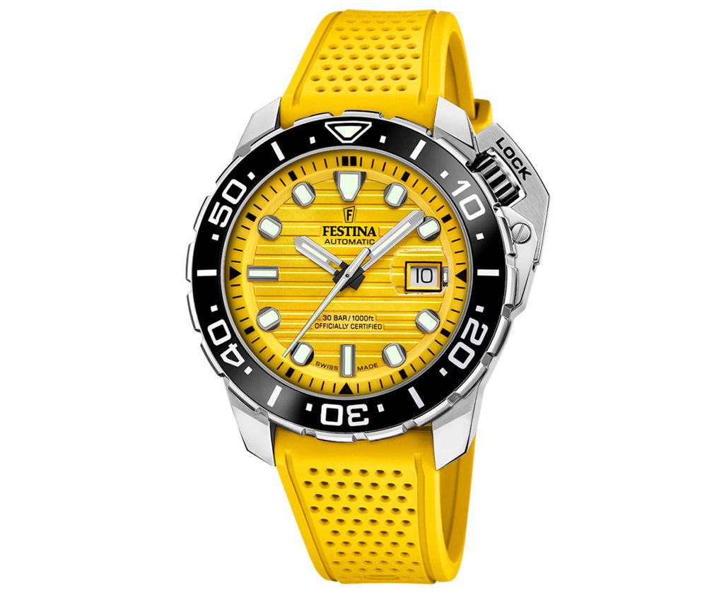 Festina Swiss Made Diver Stainless Steel Analog Mens Watch I Model F20043/1 Automatic Movement