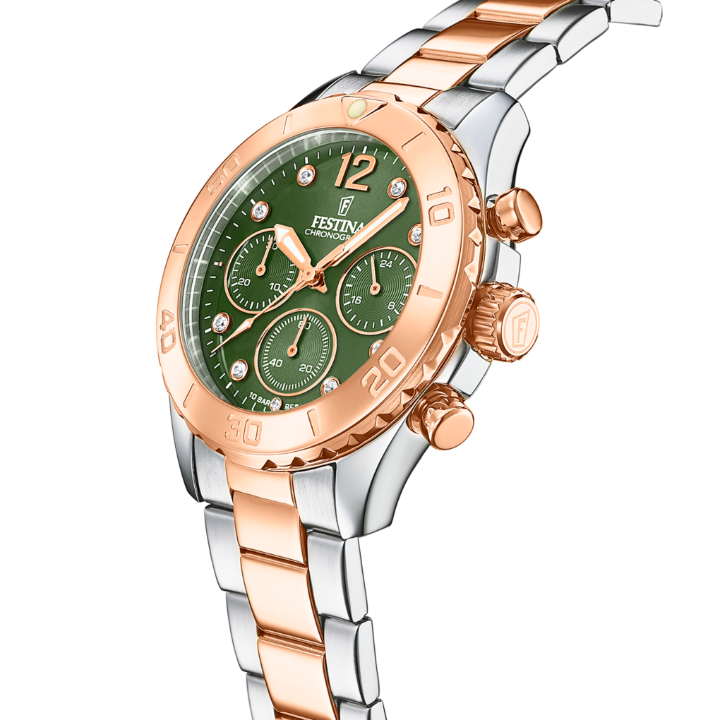 Festina Boyfriend Stainless Steel Chronograph Ladies Watch I Model F20605/2 Quartz Movement