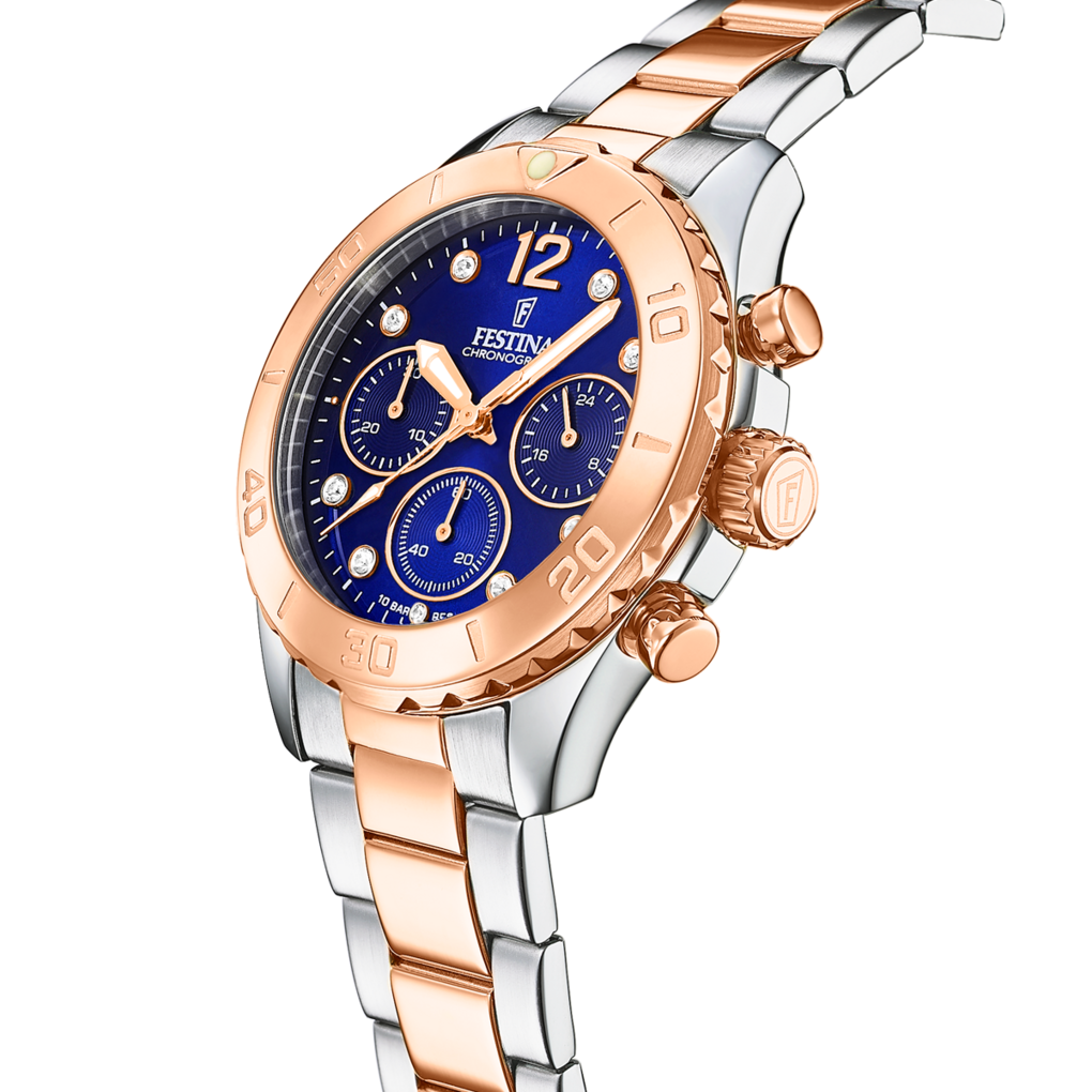 Festina Boyfriend Stainless Steel Chronograph Ladies Watch I Model F20605/3 Quartz Movement