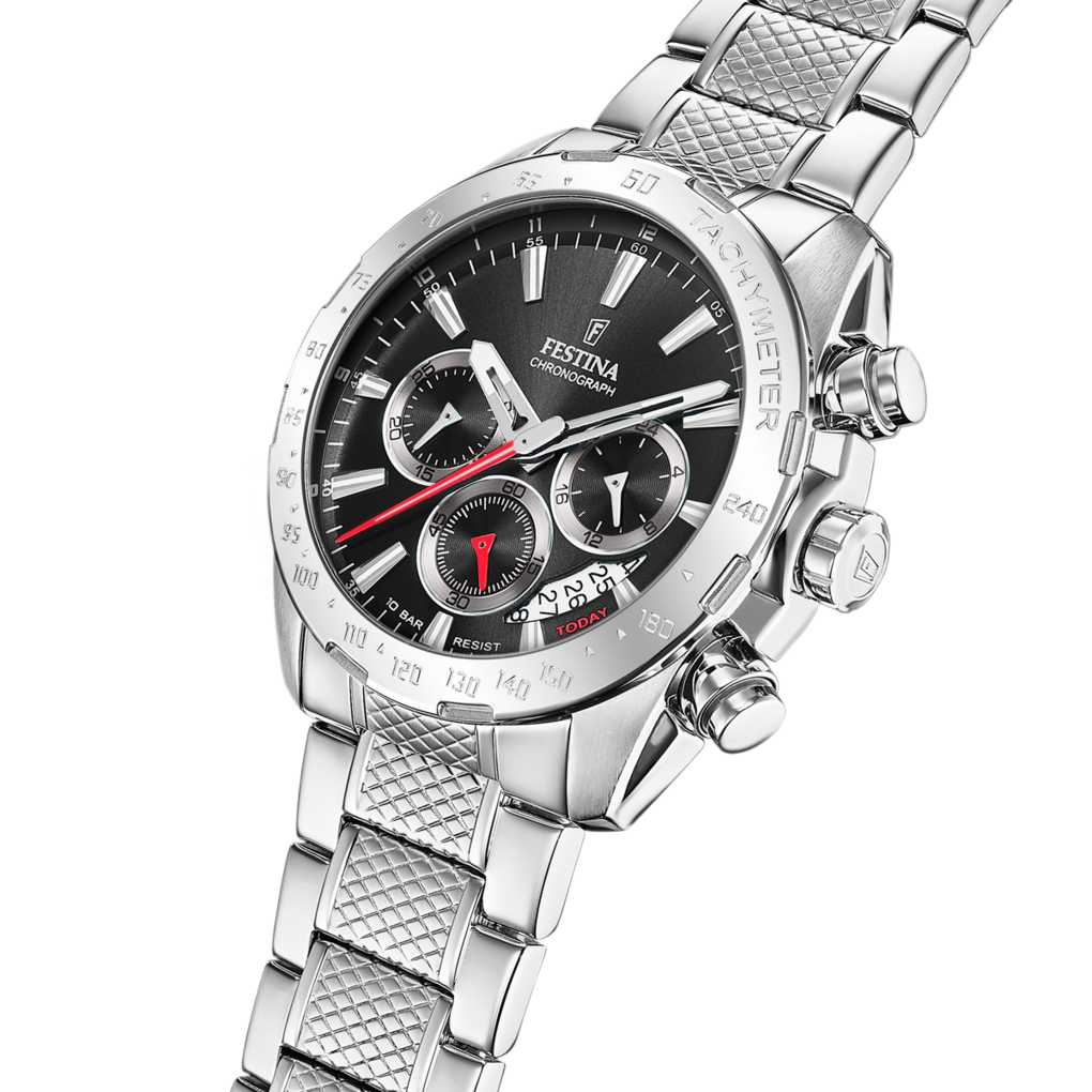 Festina Timeless Chronograph Stainless Steel Chronograph Mens Watch I Model F20668/4 Quartz Movement