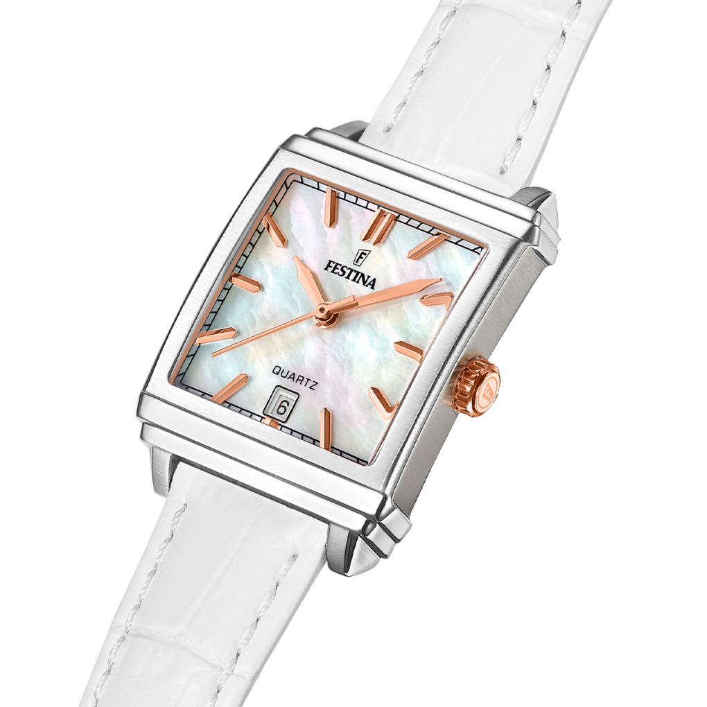 Festina On The Square Leather Analog Ladies Watch I Model F20682/1 Quartz Movement