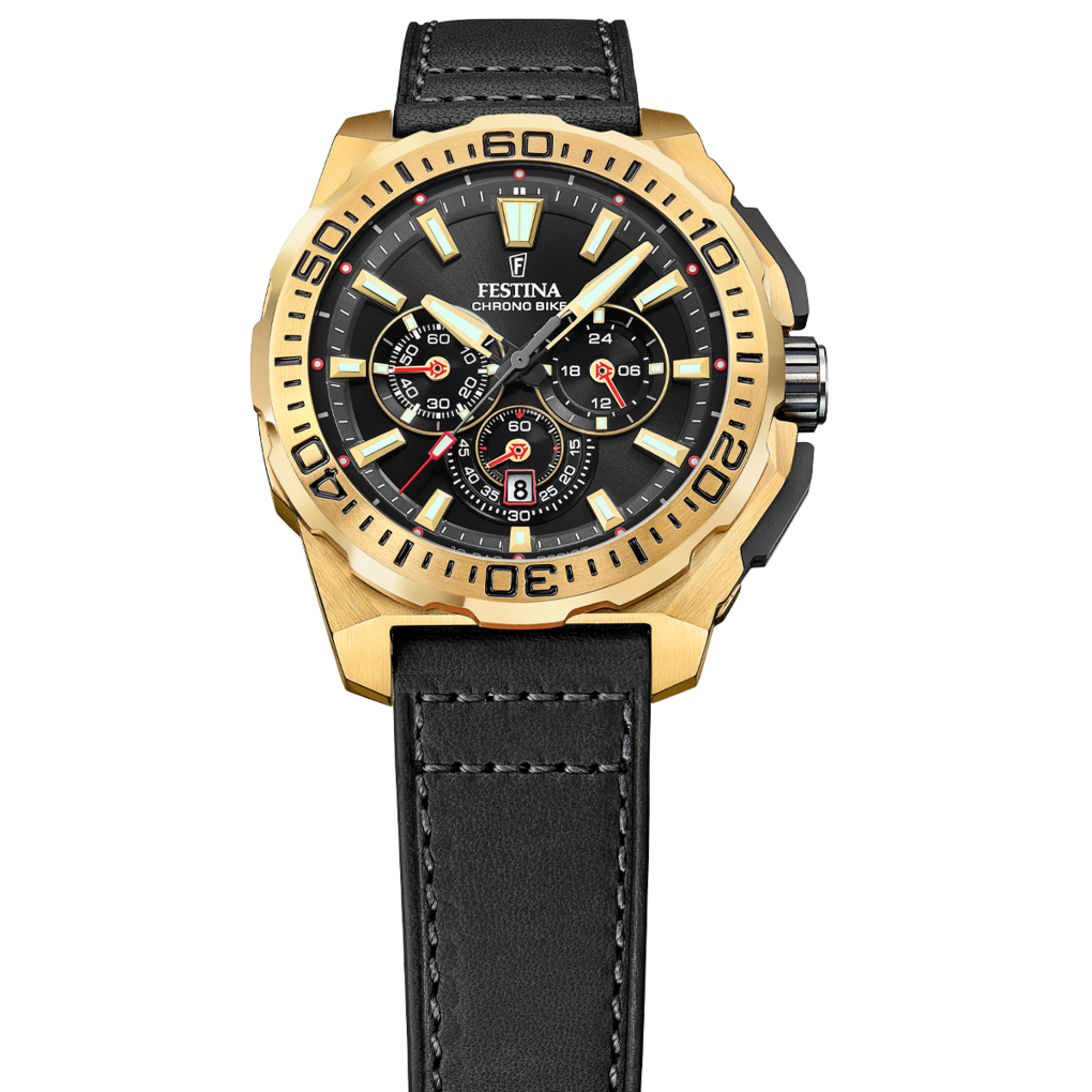 Festina Chrono Bike Leather Chronograph Mens Watch I Model F20728-3 Quartz Movement