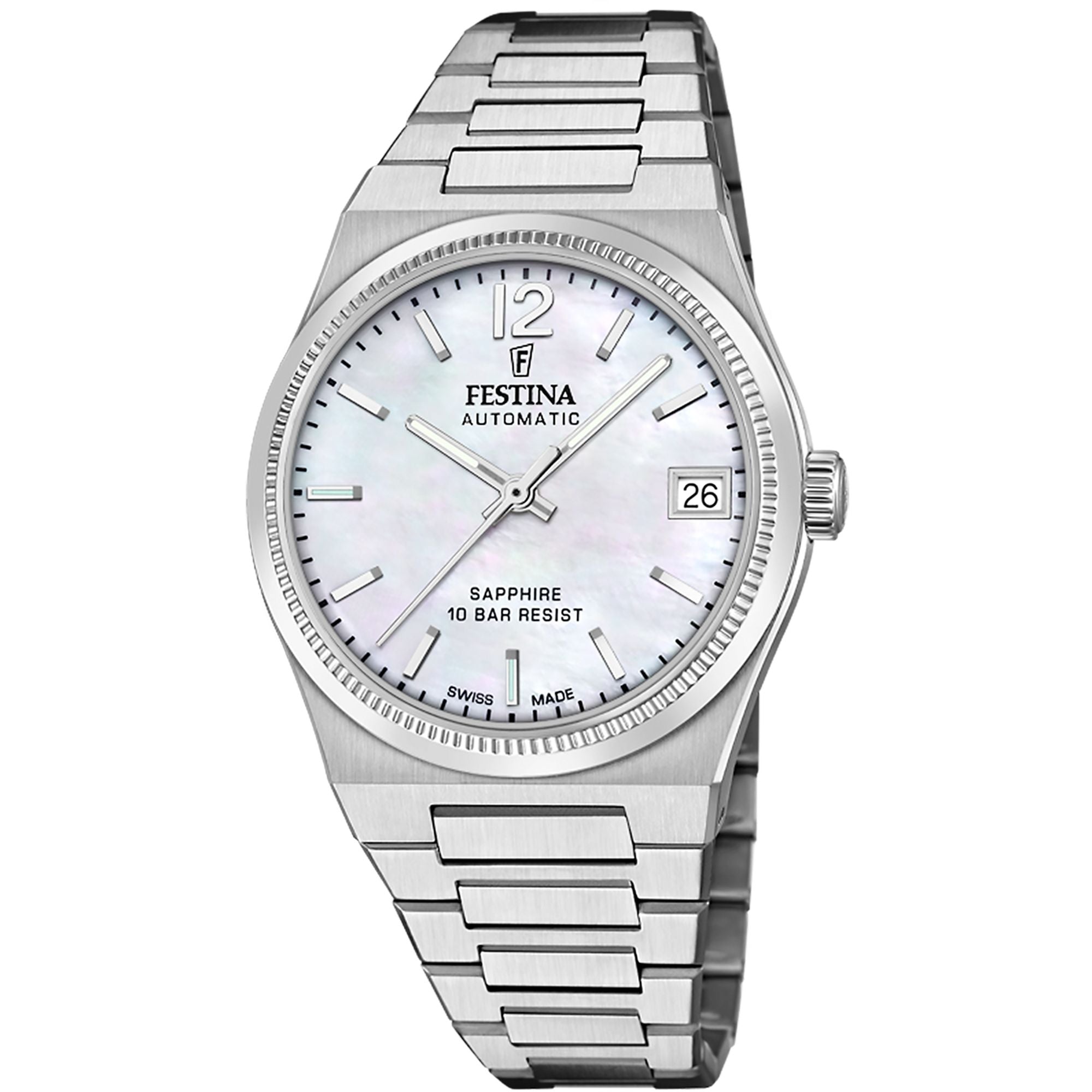 Festina Swiss Made Rive Stainless Steel Analog Ladies Watch I Model F20029/1 Automatic Movement