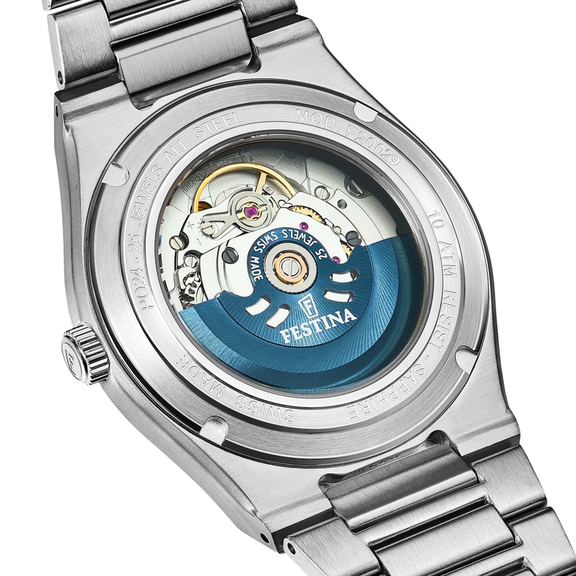 Festina Swiss Made Rive Stainless Steel Analog Ladies Watch I Model F20029/2 Automatic Movement