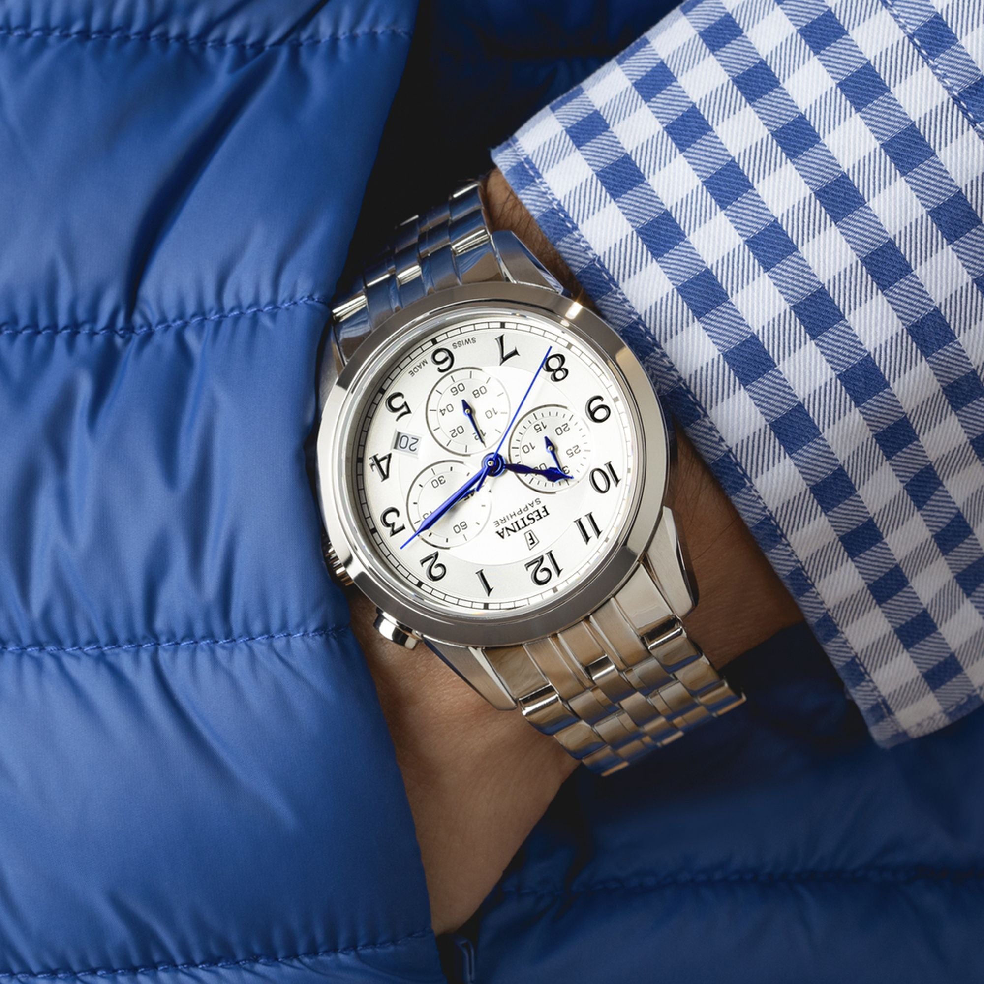 Festina Swiss Made Stainless Steel Chronograph Mens Watch I Model F20040/1 Quartz Movement