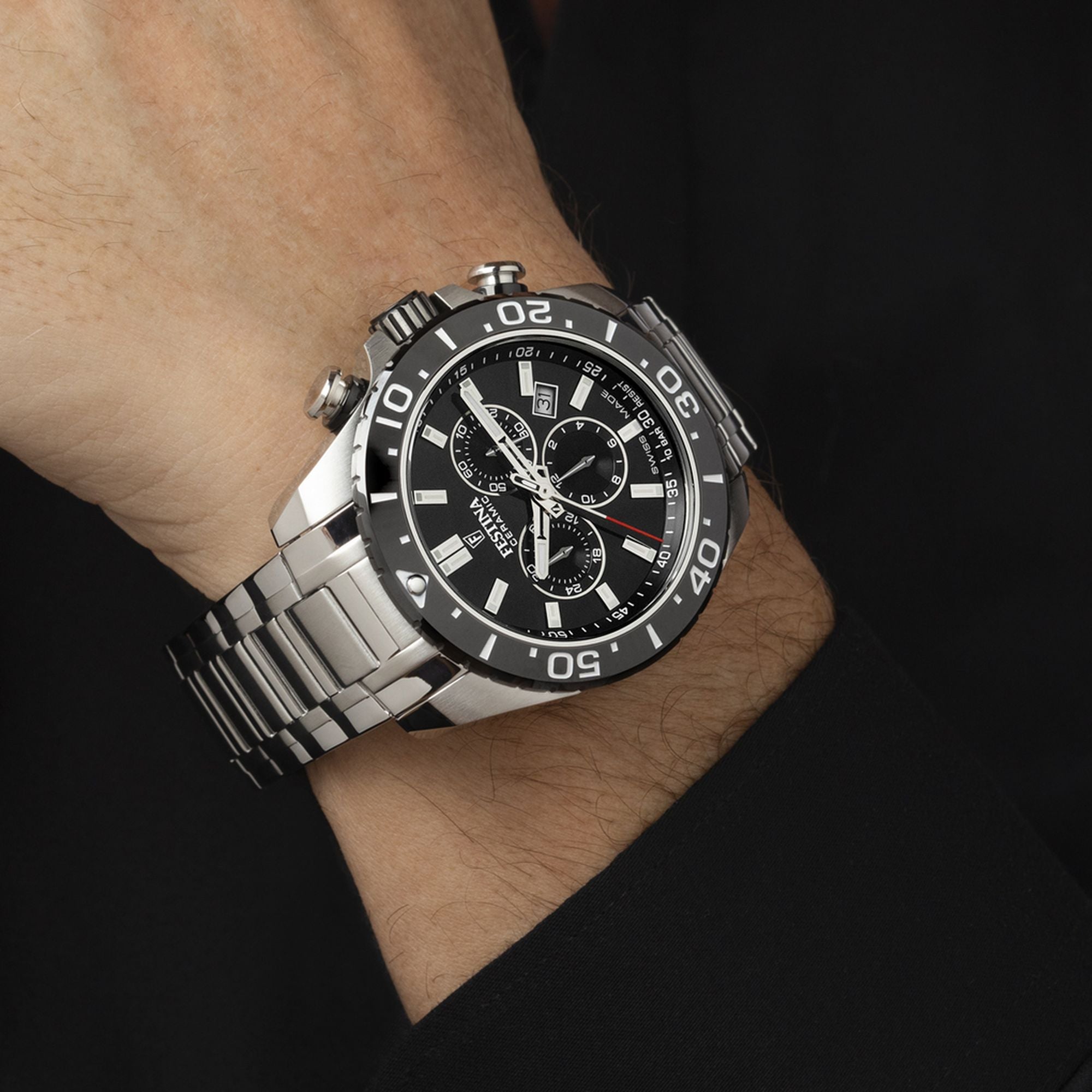 Festina Swiss Made Stainless Steel Chronograph Mens Watch I Model F20042/4 Quartz Movement