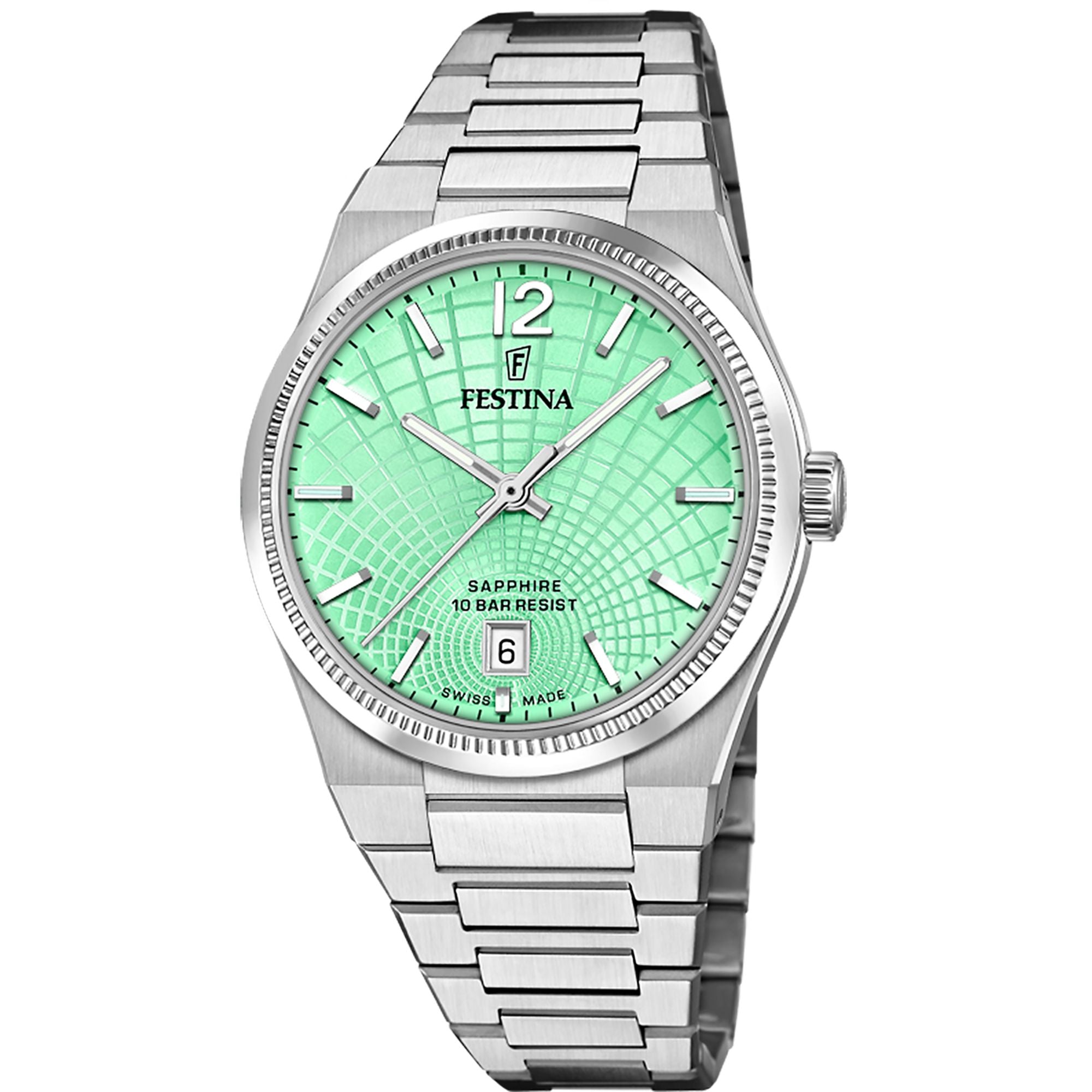Festina Swiss Made Rive Stainless Steel Analog Mens Watch I Model F20052/4 Quartz Movement