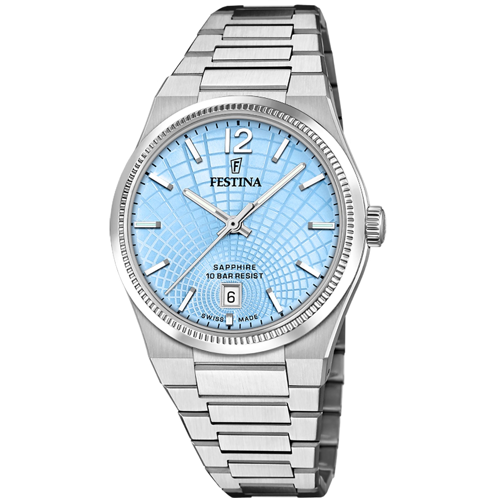 Festina Swiss Made Rive Stainless Steel Analog Mens Watch I Model F20052/5 Quartz Movement