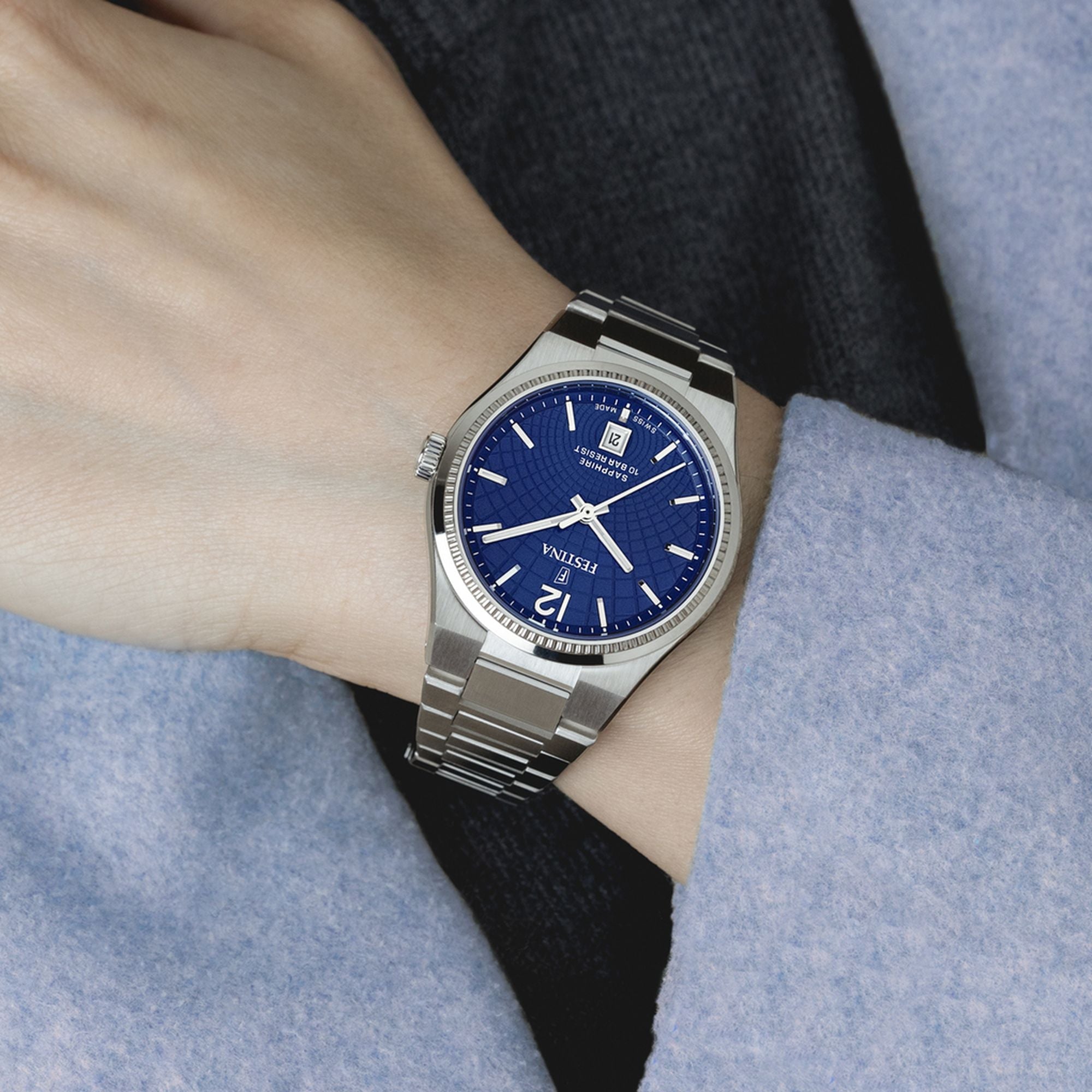 Festina Swiss Made Rive Stainless Steel Analog Ladies Watch I Model F20052/7 Quartz Movement