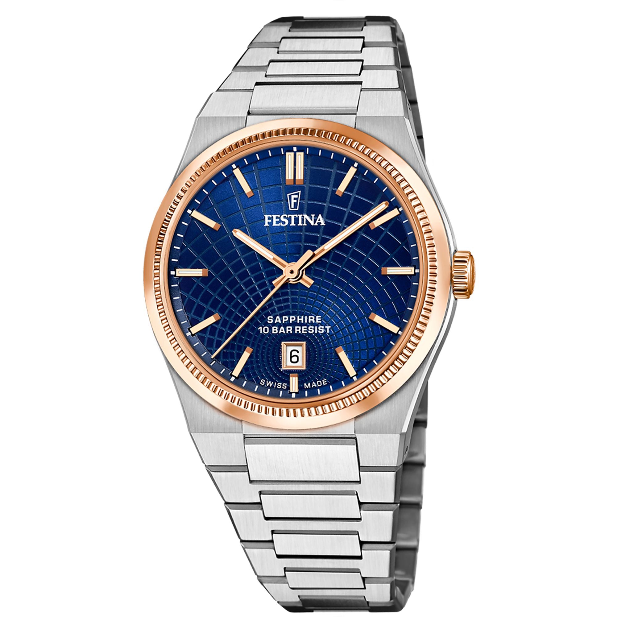 Festina Swiss Made Rive Stainless Steel Analog Mens Watch I Model F20065/2 Quartz Movement