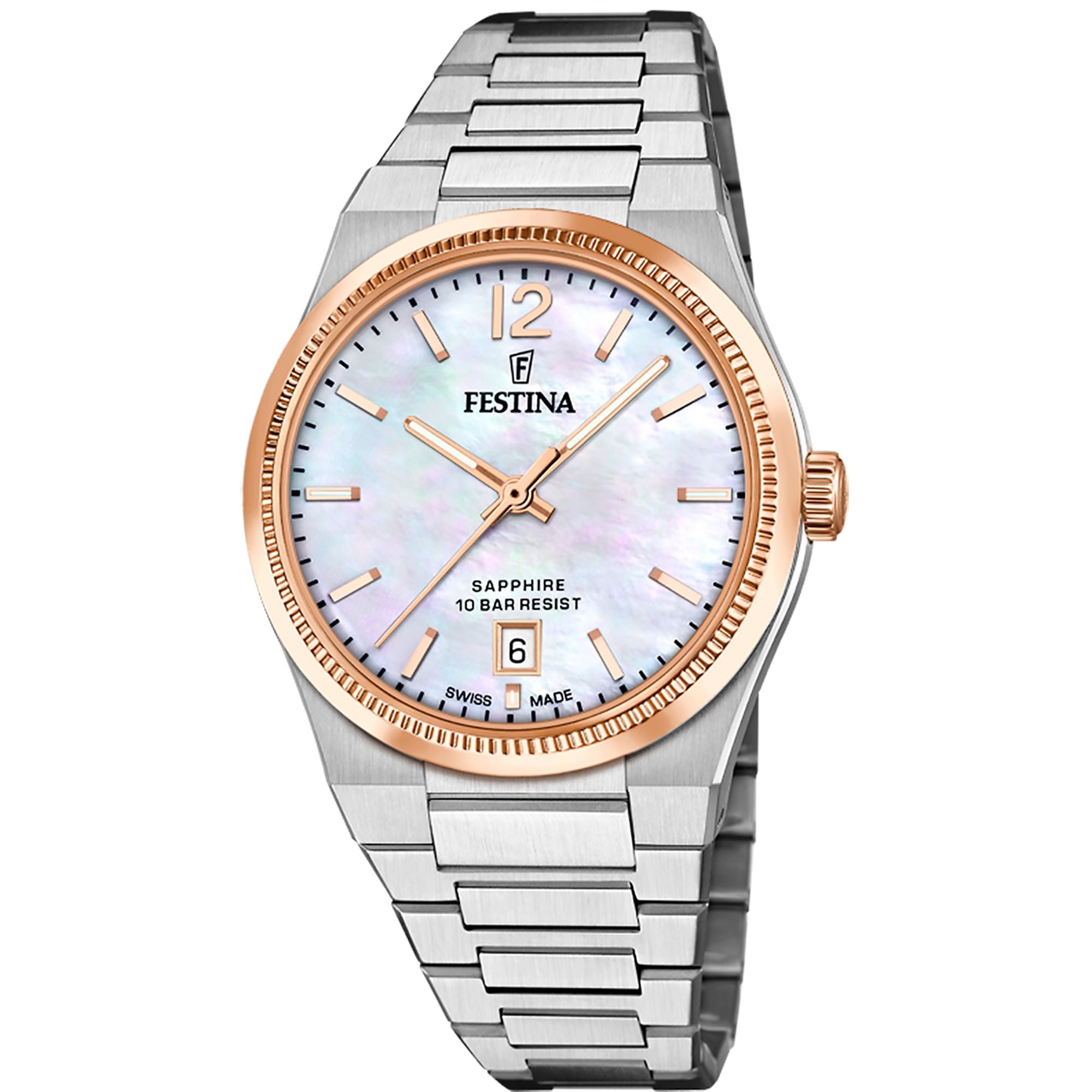 Festina Swiss Made Rive Stainless Steel Analog Mens Watch I Model F20066/1 Quartz Movement