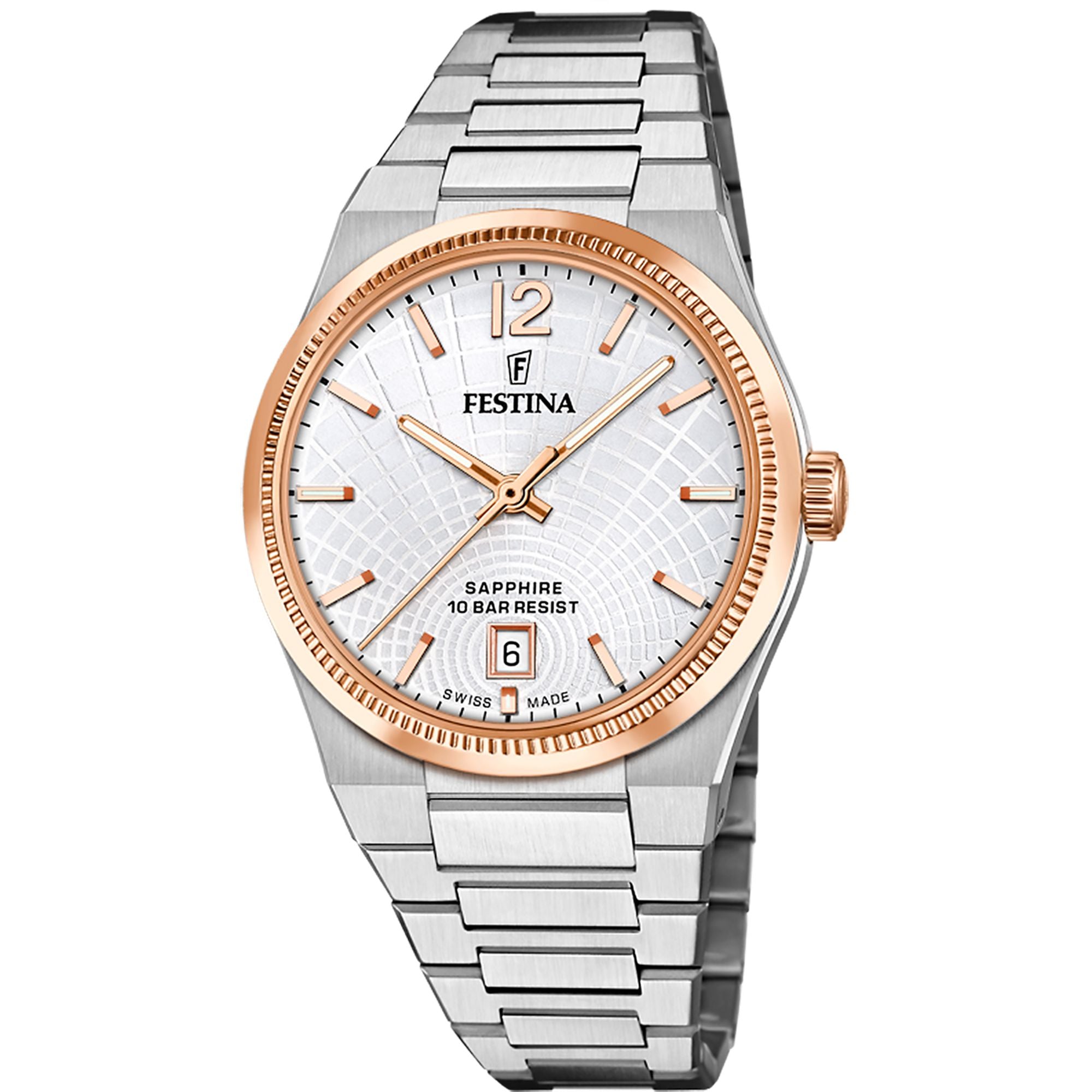Festina Swiss Made Rive Stainless Steel Analog Mens Watch I Model F20066/2 Quartz Movement