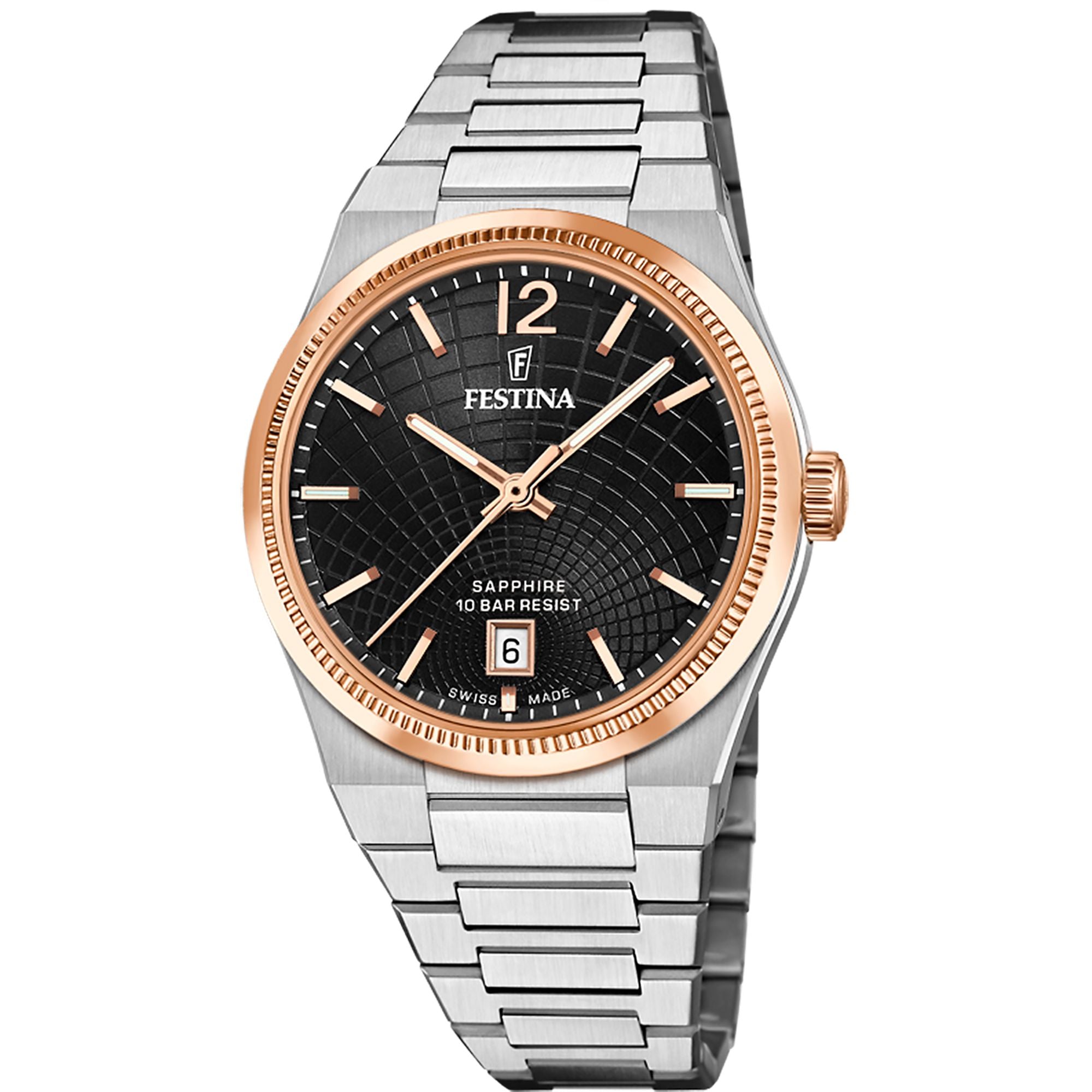 Festina Swiss Made Rive Stainless Steel Analog Mens Watch I Model F20066/4 Quartz Movement