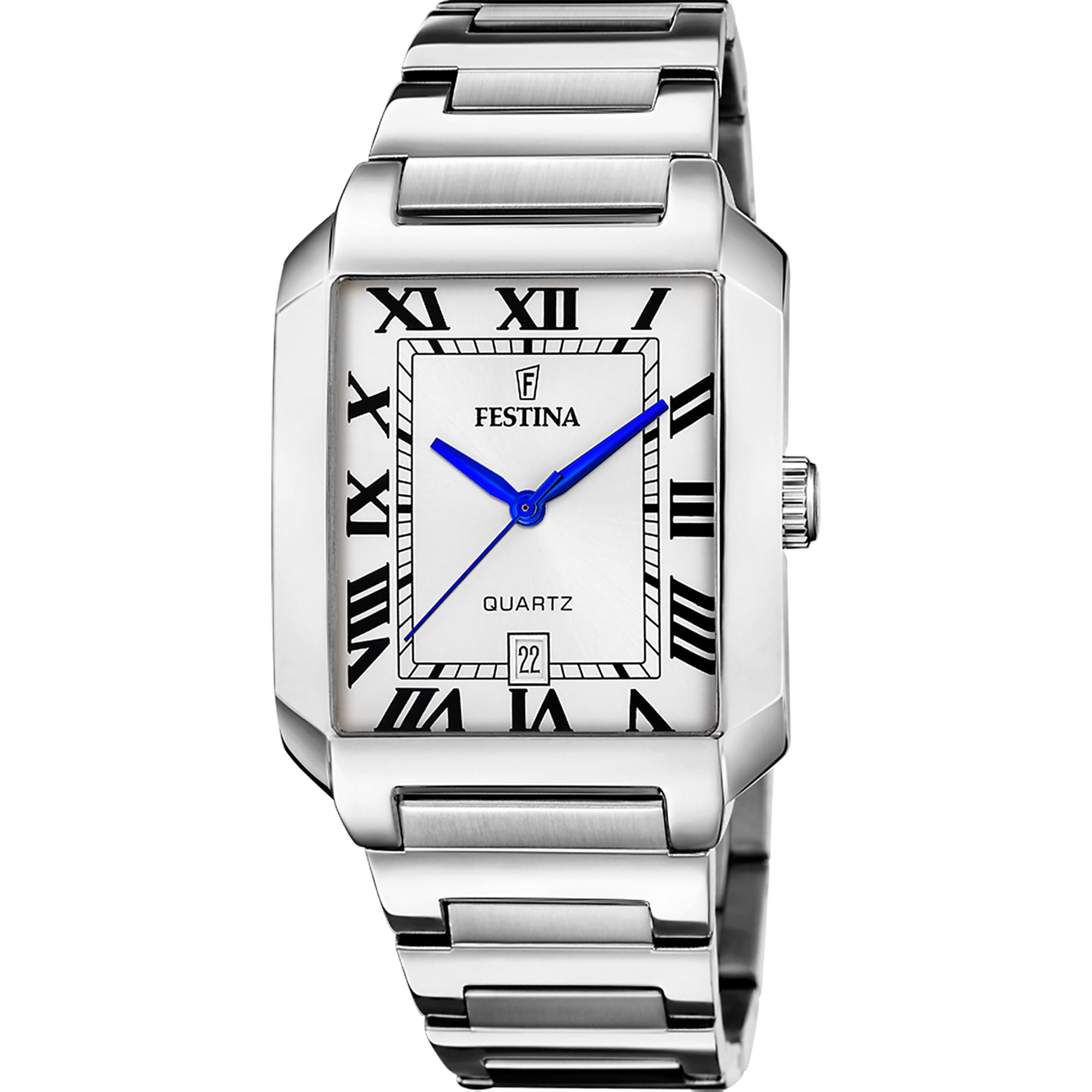Festina On The Square Stainless Steel Analog Mens Watch I Model F20677/1 Quartz Movement