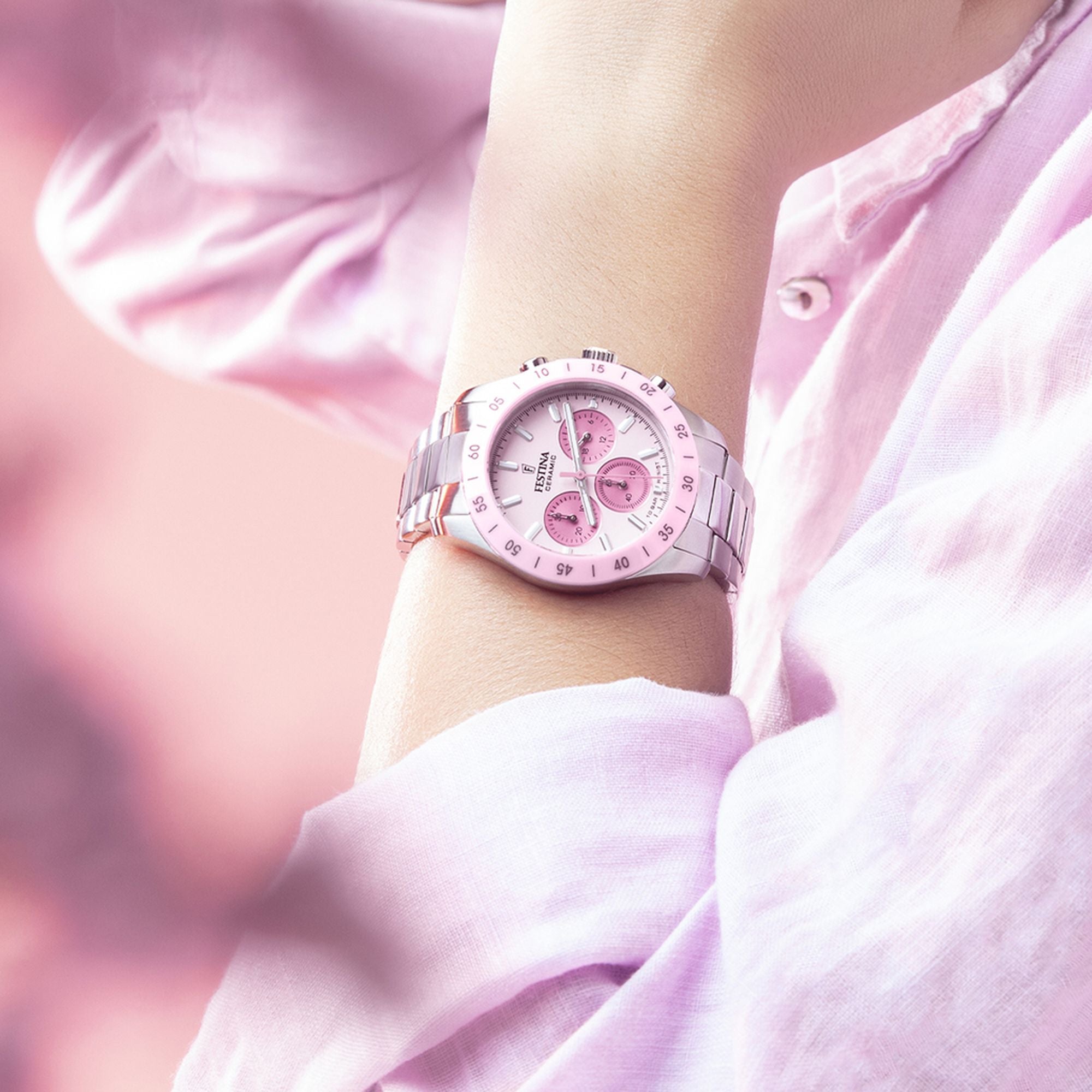 Festina Ceramic Chronograph Ladies Watch I Model F20693/2 Quartz Movement