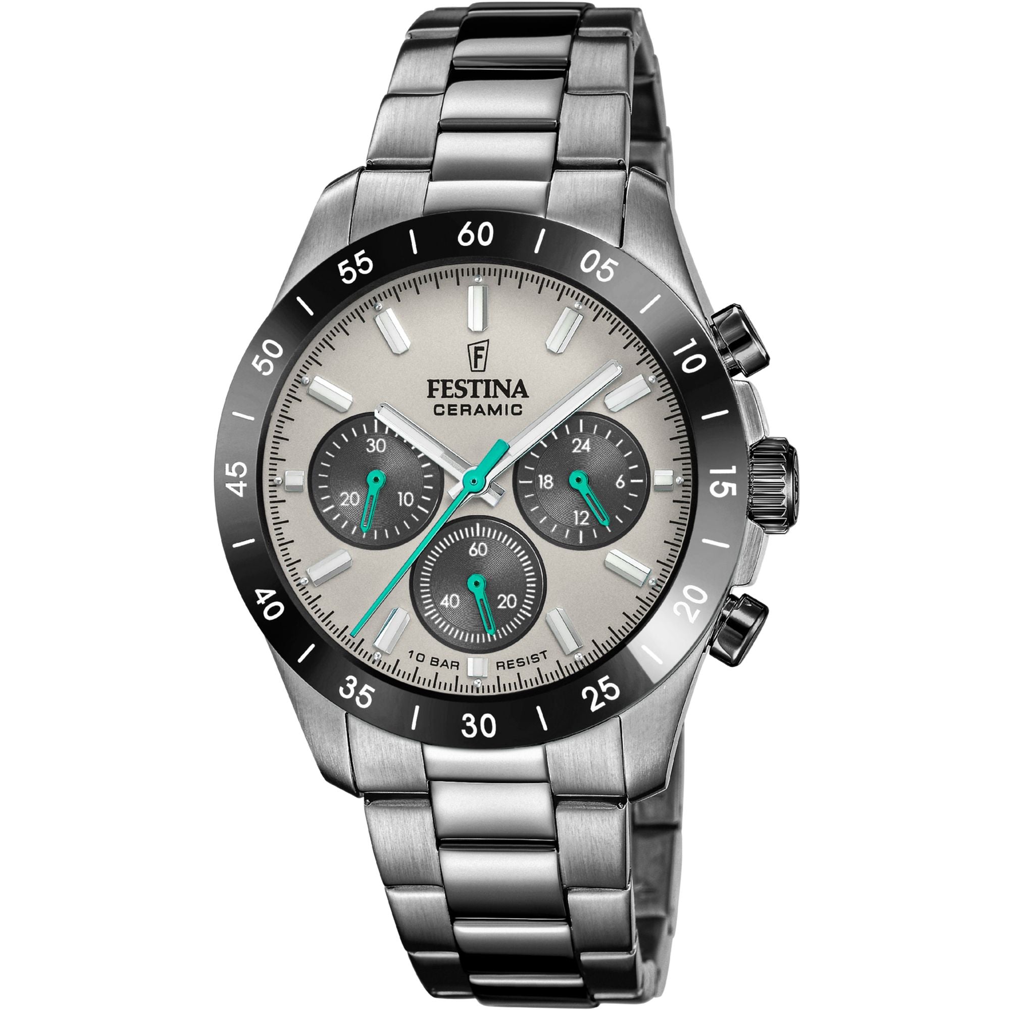Festina Ceramic Chronograph Mens Watch I Model F20703/1 Quartz Movement