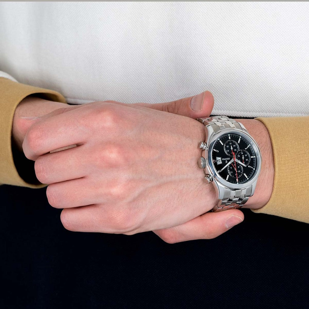Festina Timeless Chronograph Stainless Steel Chronograph Mens Watch I Model F20374/3 Quartz Movement