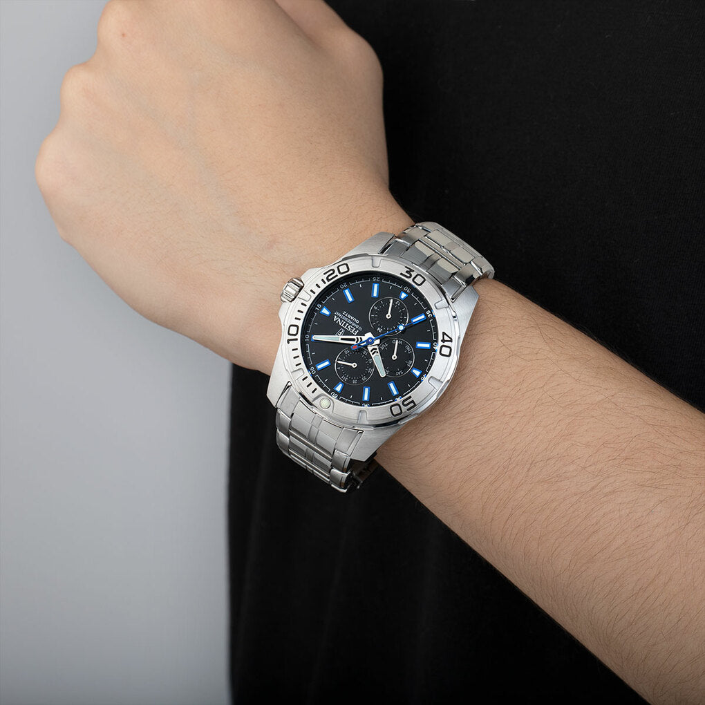 Festina Multifunction Stainless Steel Mens Watch I Model F20445/6 Quartz Movement