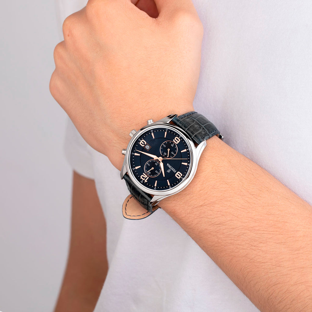 Festina Timeless Chronograph Leather Chronograph Mens Watch I Model F6855/7 Quartz Movement