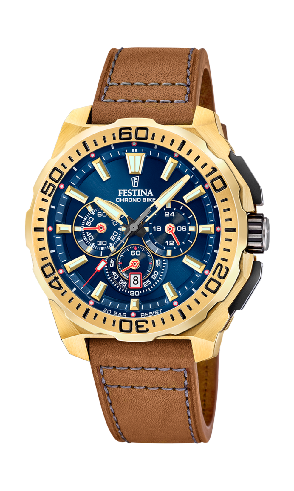 Festina Chrono Bike Leather Chronograph Mens Watch I Model F20728-1 Quartz Movement