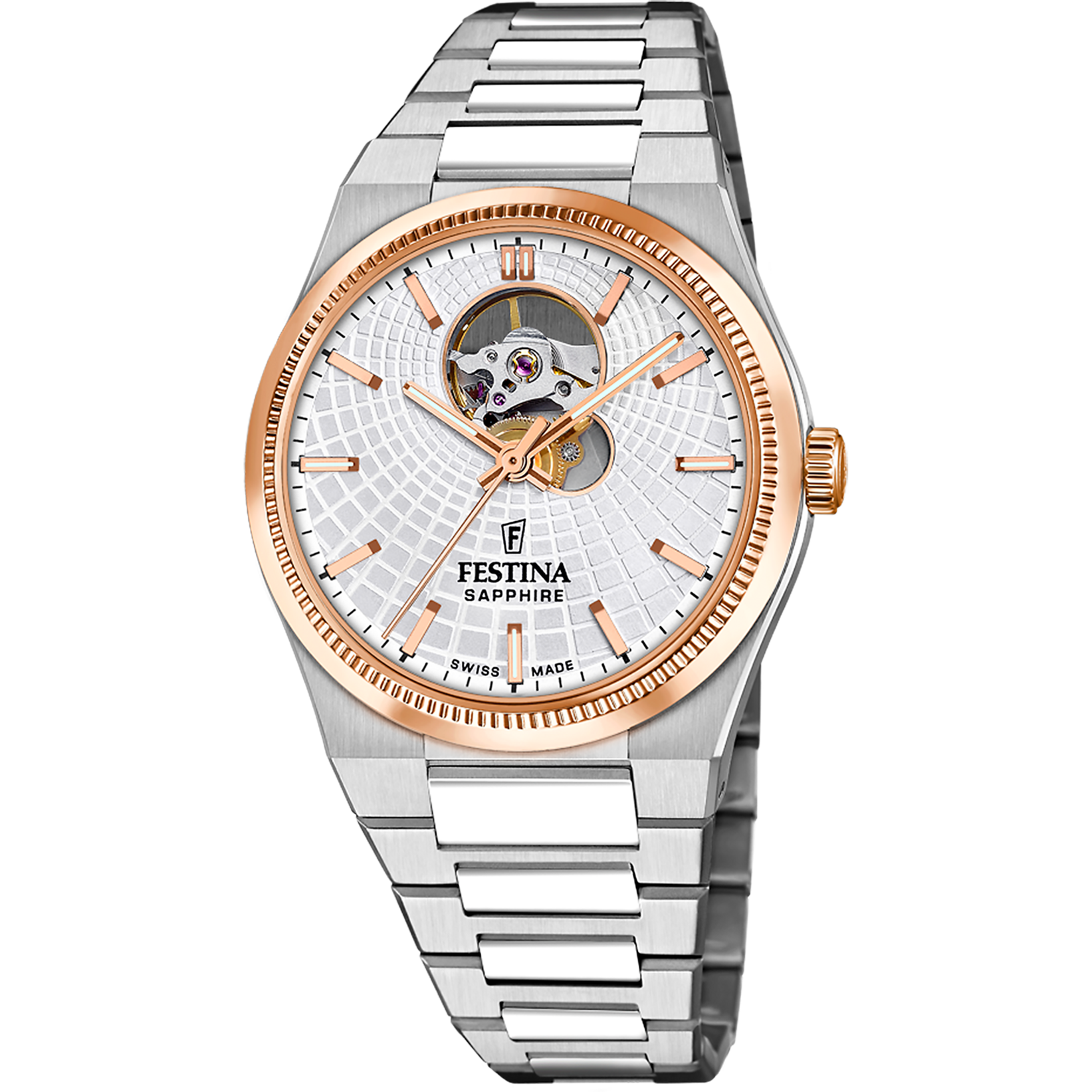 Festina Swiss Made Rive Stainless Steel Analog Mens Watch I Model F20062/1 Automatic Movement