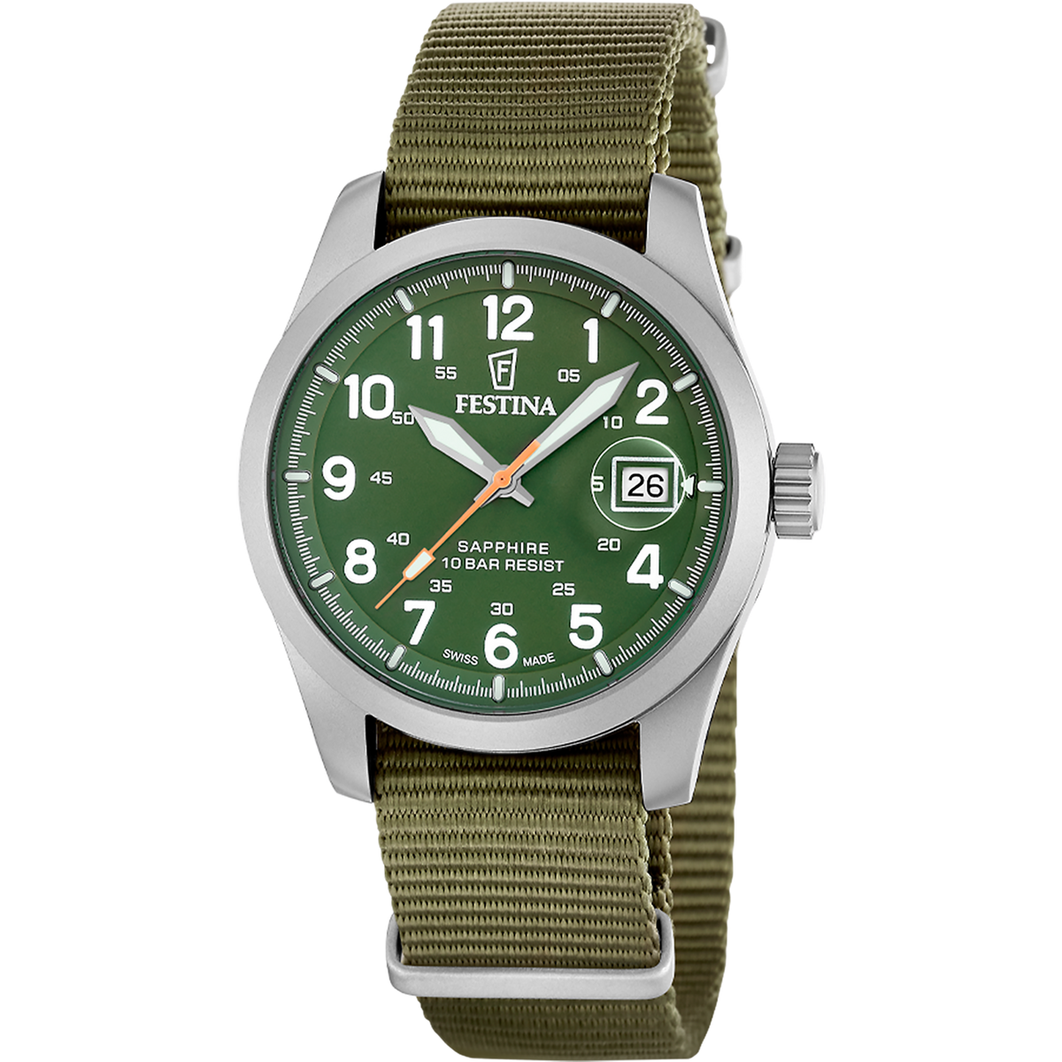 Festina Swiss Made Nylon Analog Mens Watch I Model F20082-2 Quartz Mov