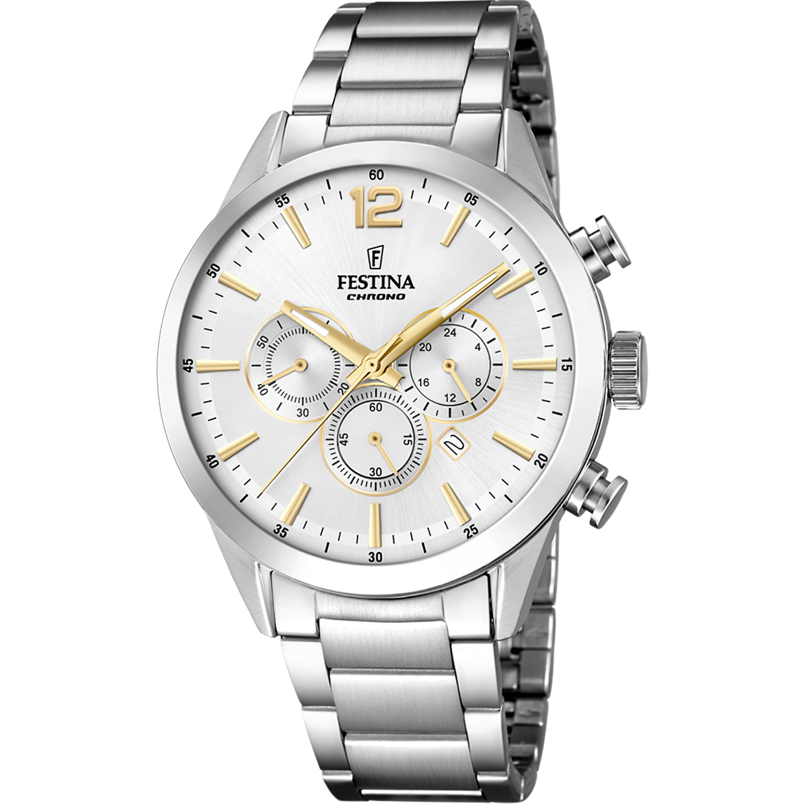 Festina Timeless Chronograph Stainless Steel Chronograph Mens Watch I Model F20343/1 Quartz Movement