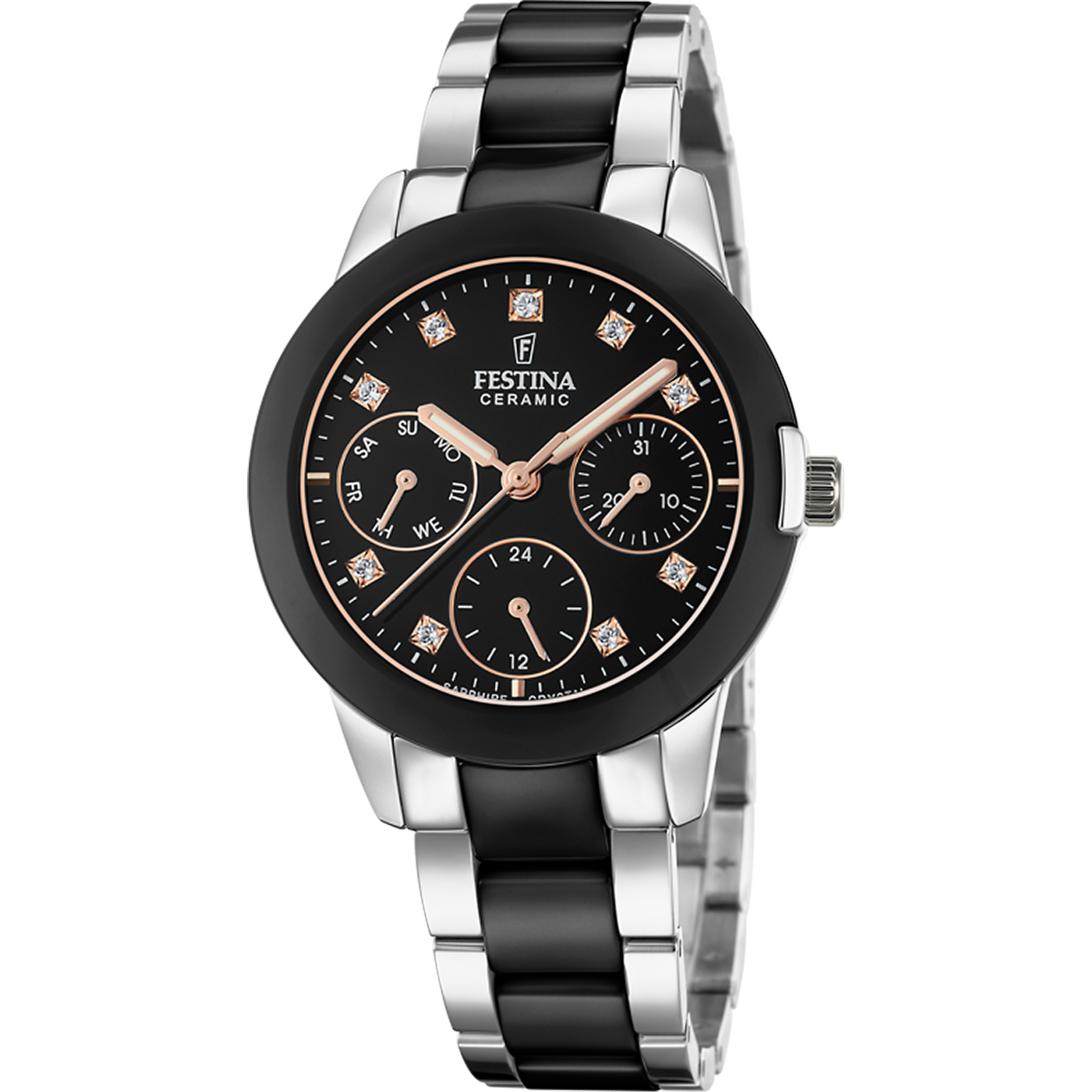 Festina Ceramic Multifunction Ladies Watch I Model F20497/3 Quartz Movement