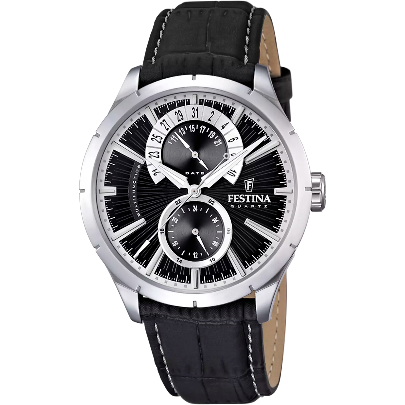 Festina Multifunction Leather Multifunction Mens Watch I Model F16573-3 Quartz Movement