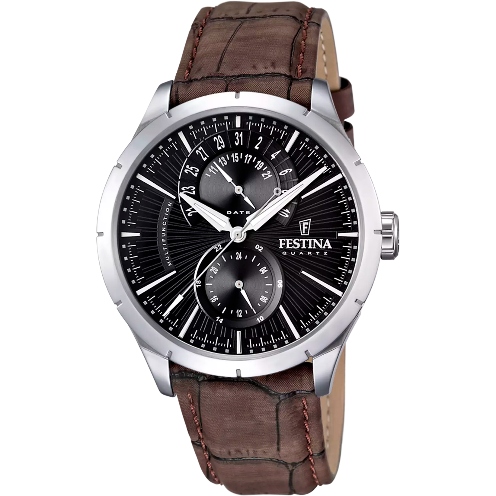 Festina Multifunction Leather Multifunction Mens Watch I Model F16573-4 Quartz Movement