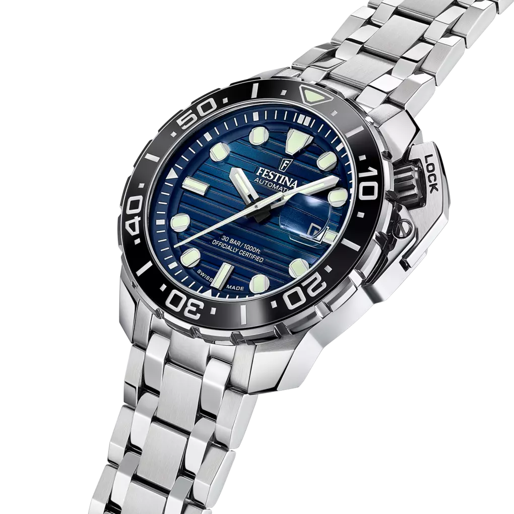 Festina Swiss Made Diver Stainless Steel Analog Mens Watch I Model F20043/2 Automatic Movement