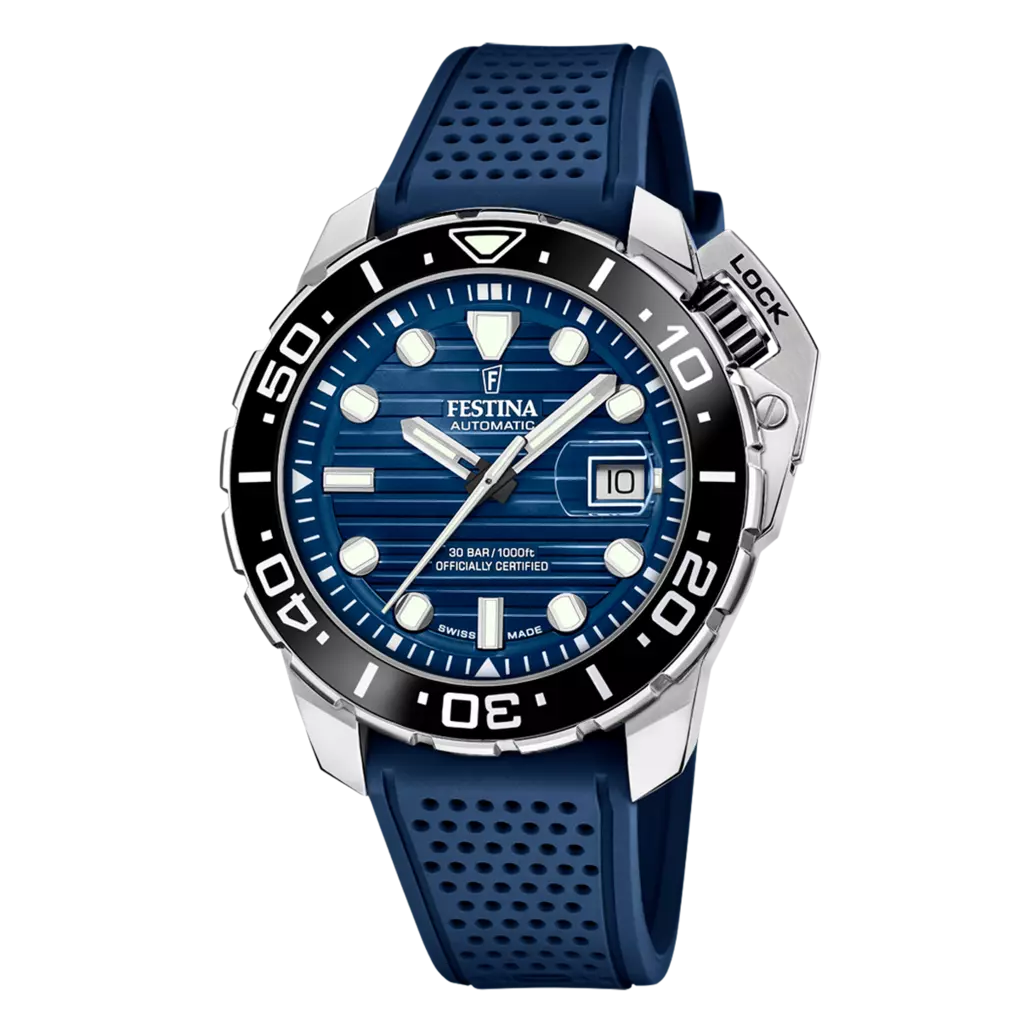 Festina Swiss Made Diver Stainless Steel Analog Mens Watch I Model F20043/2 Automatic Movement