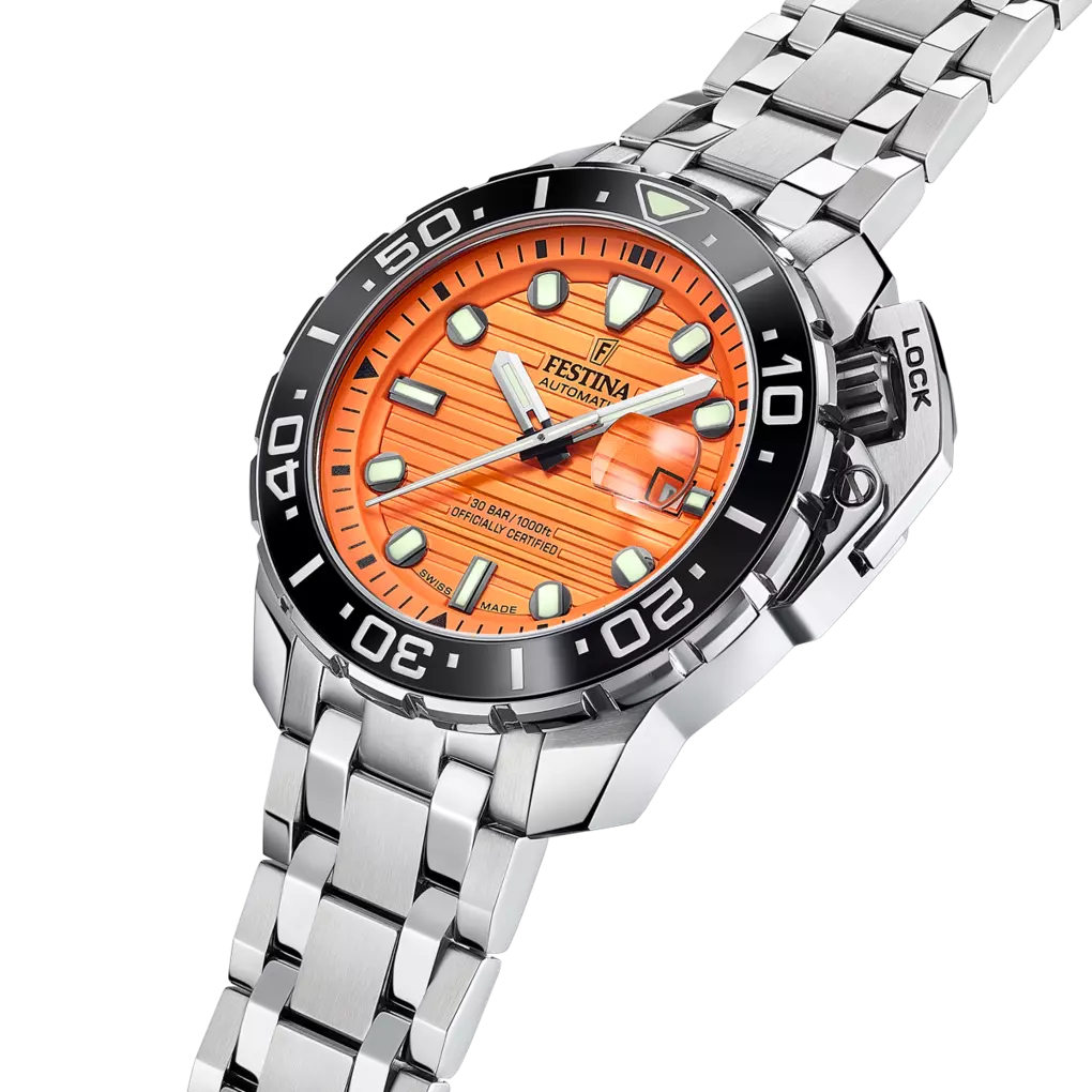 Festina Swiss Made Diver Stainless Steel Analog Mens Watch I Model F20043/3 Automatic Movement