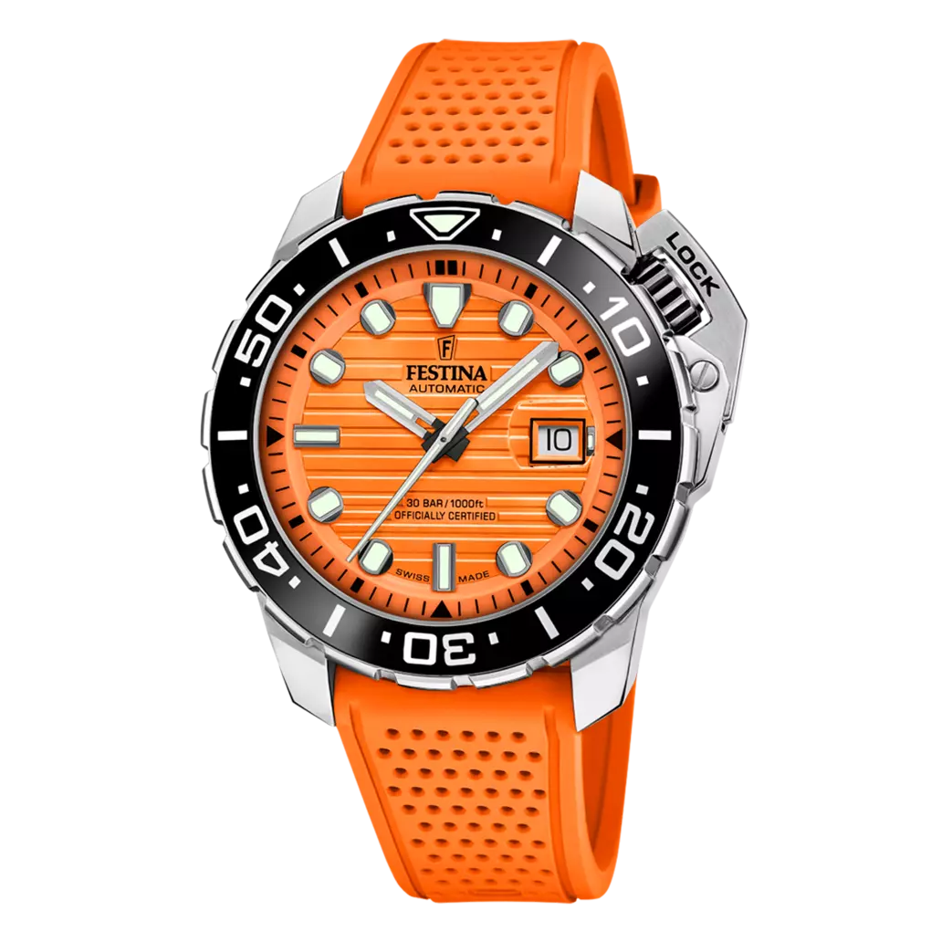 Festina Swiss Made Diver Stainless Steel Analog Mens Watch I Model F20043/3 Automatic Movement