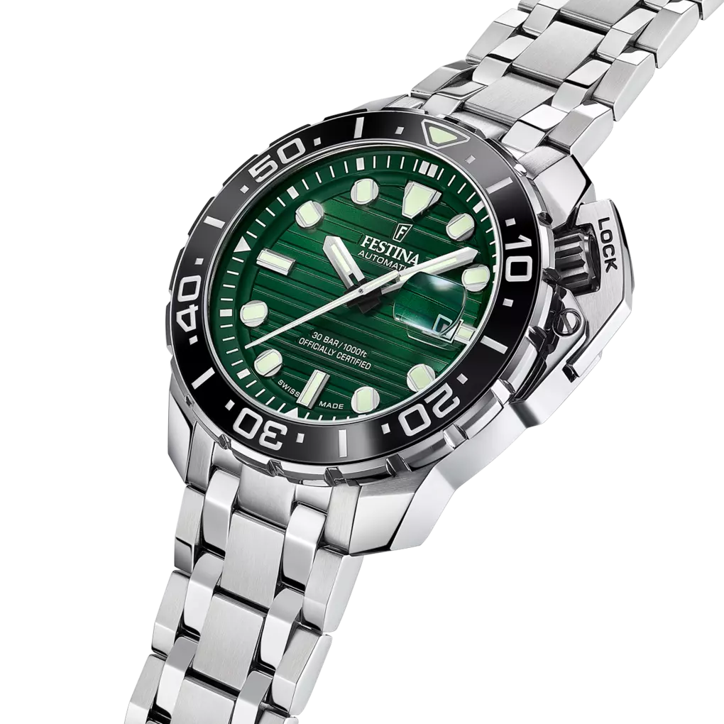 Festina Swiss Made Diver Stainless Steel Analog Mens Watch I Model F20043/4 Automatic Movement