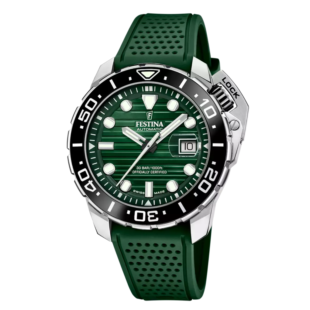 Festina Swiss Made Diver Stainless Steel Analog Mens Watch I Model F20043/4 Automatic Movement