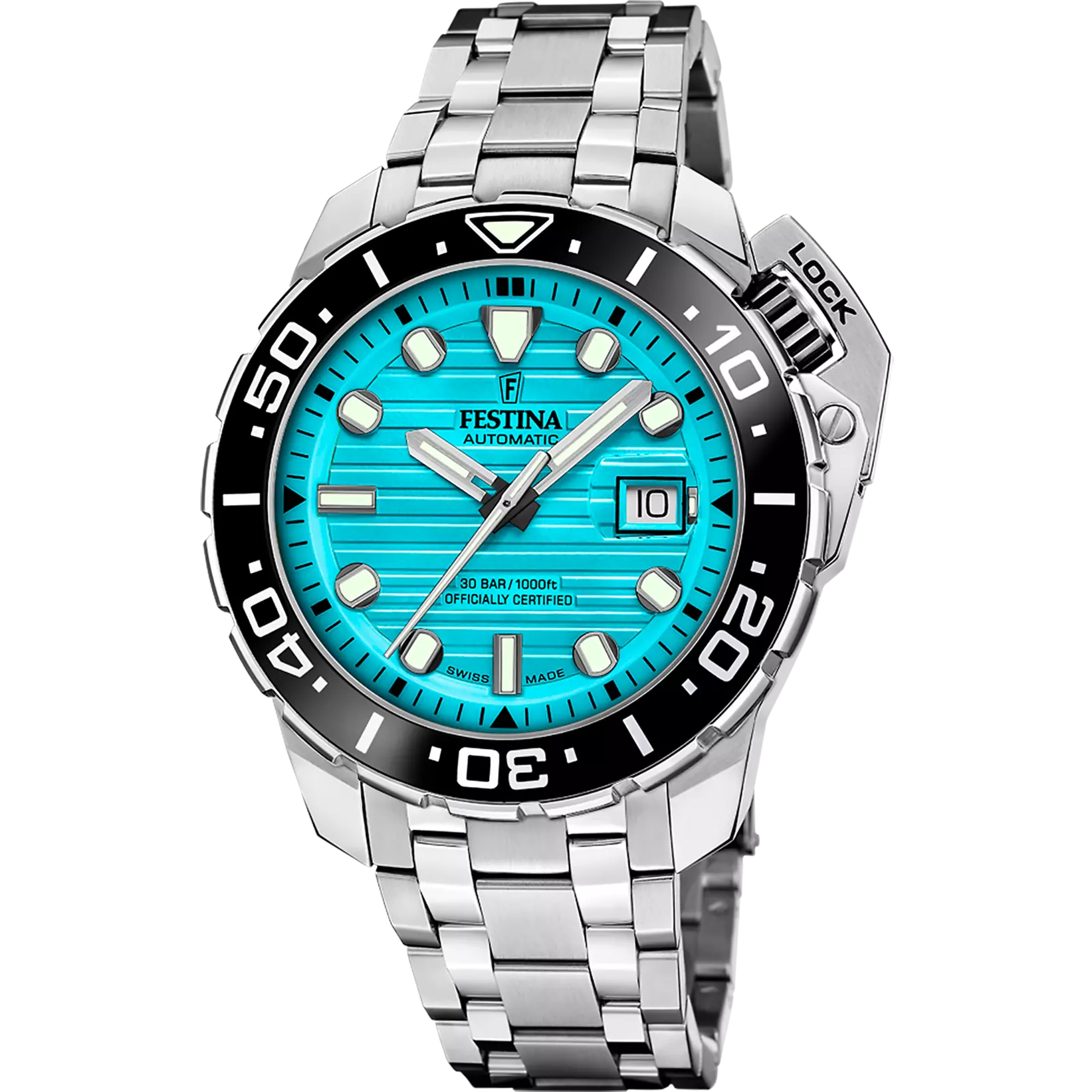 Festina Swiss Made Diver Stainless Steel Analog Mens Watch I Model F20043/5 Automatic Movement