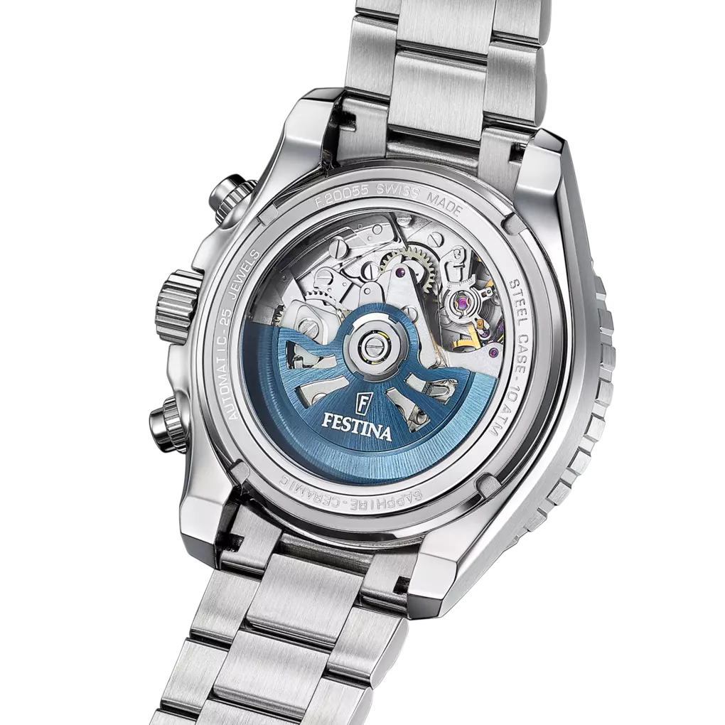 Festina Swiss Made Stainless Steel Chronograph Mens Watch I Model F20055/3 Automatic Movement