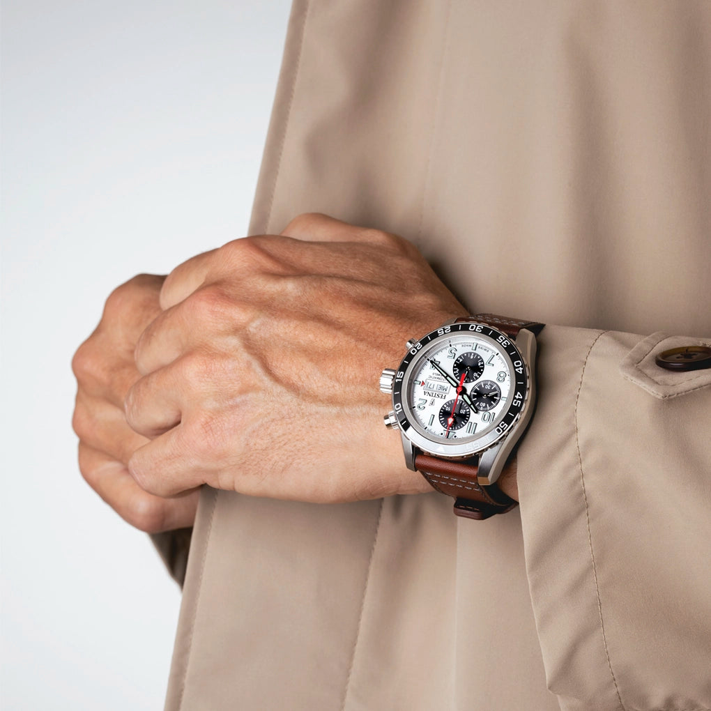 Festina Swiss Made Leather Chronograph Mens Watch I Model F20056/1 Automatic Movement