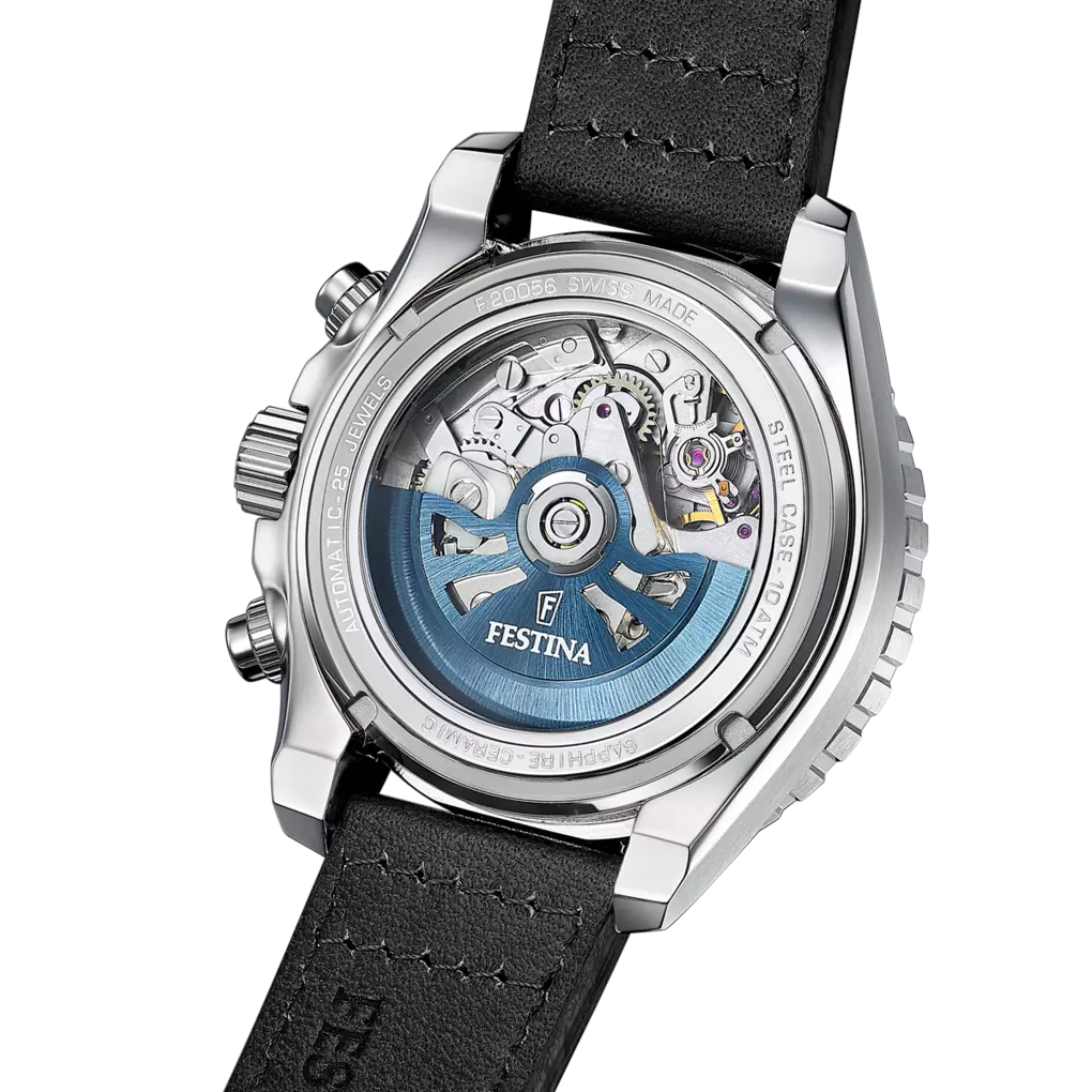 Festina Swiss Made Leather Chronograph Mens Watch I Model F20056/3 Automatic Movement