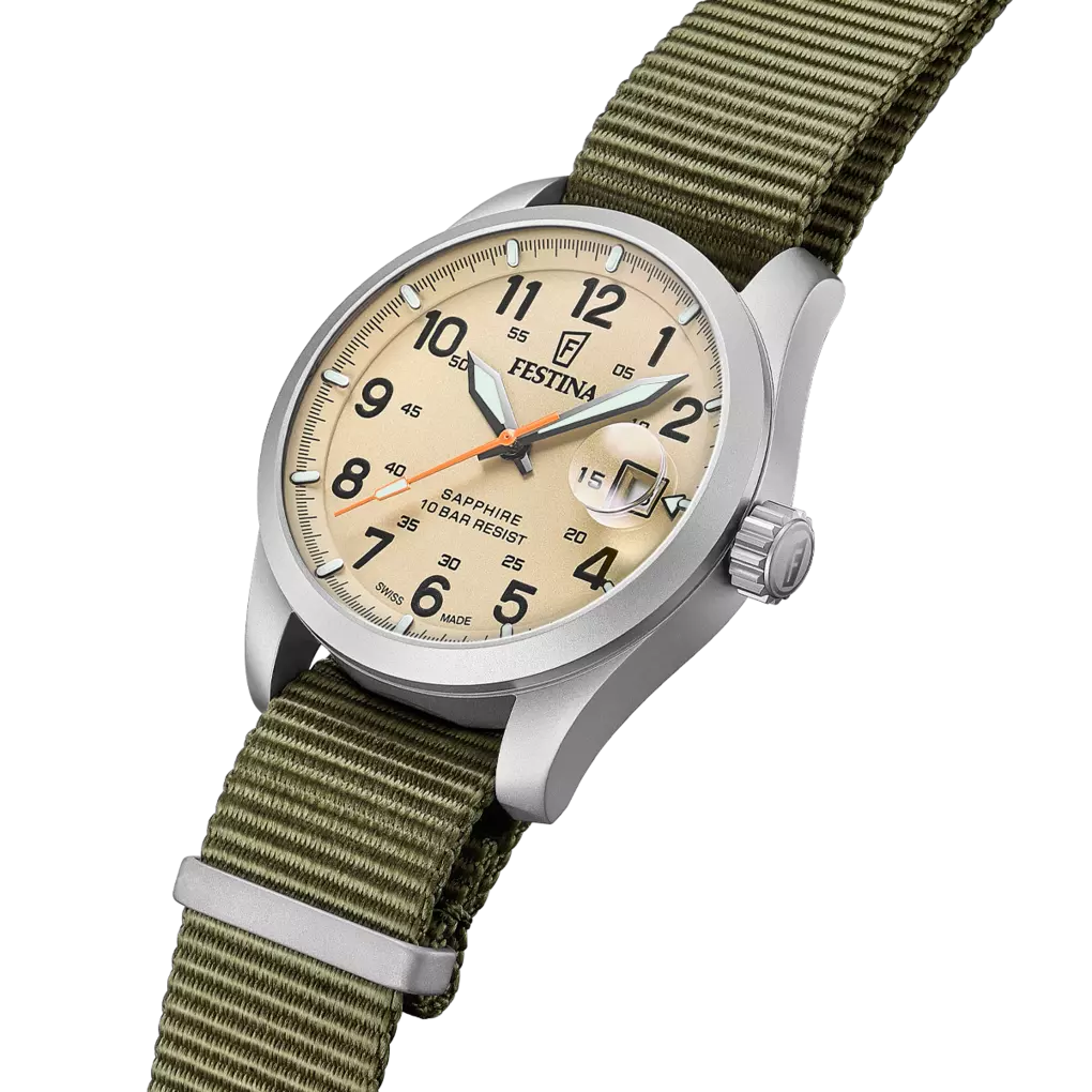 Festina Swiss Made Nylon Analog Mens Watch I Model F20082-1 Quartz Movement