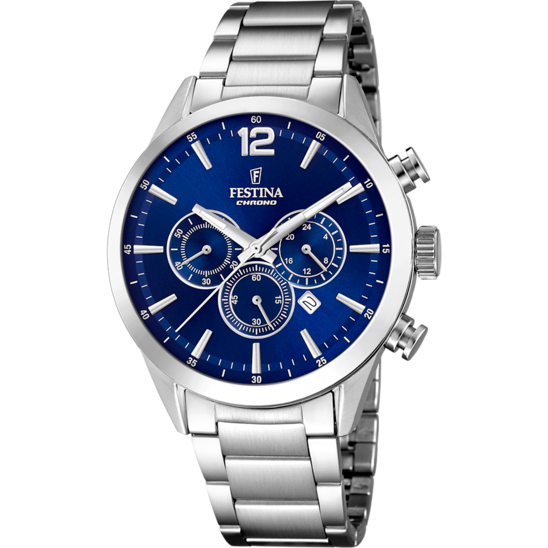 Festina Timeless Chronograph Stainless Steel Chronograph Mens Watch I Model F20343/7 Quartz Movement
