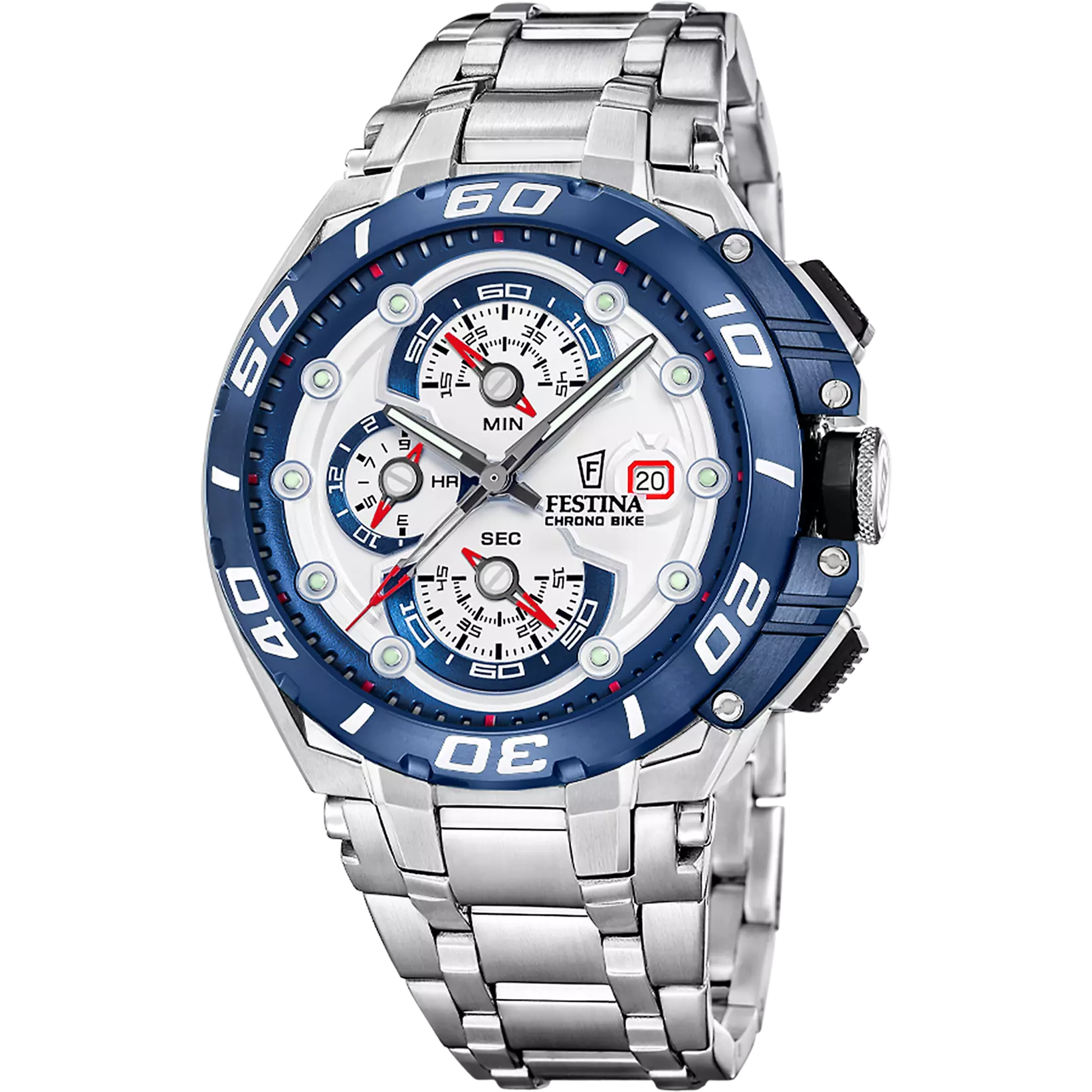 Festina Chrono Bike Stainless Steel Chronograph Mens Watch I Model F20754-1 Quartz Movement