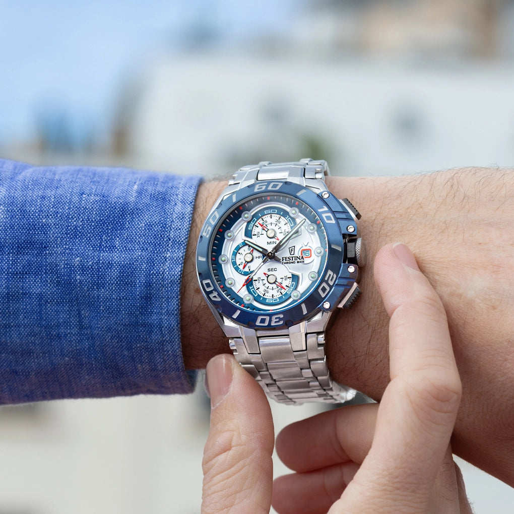 Festina Chrono Bike Stainless Steel Chronograph Mens Watch I Model F20754-1 Quartz Movement