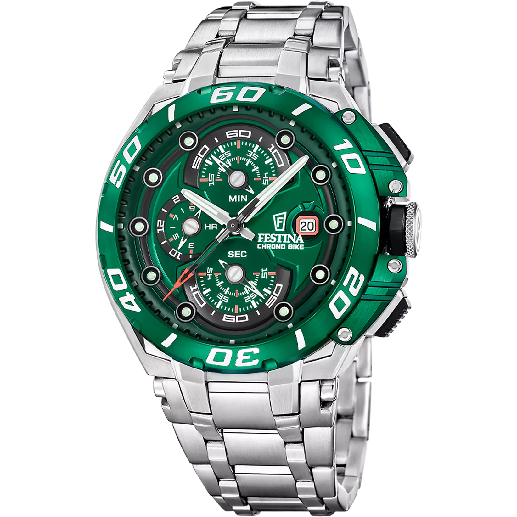 Festina Chrono Bike Stainless Steel Chronograph Mens Watch I Model F20754-5 Quartz Movement