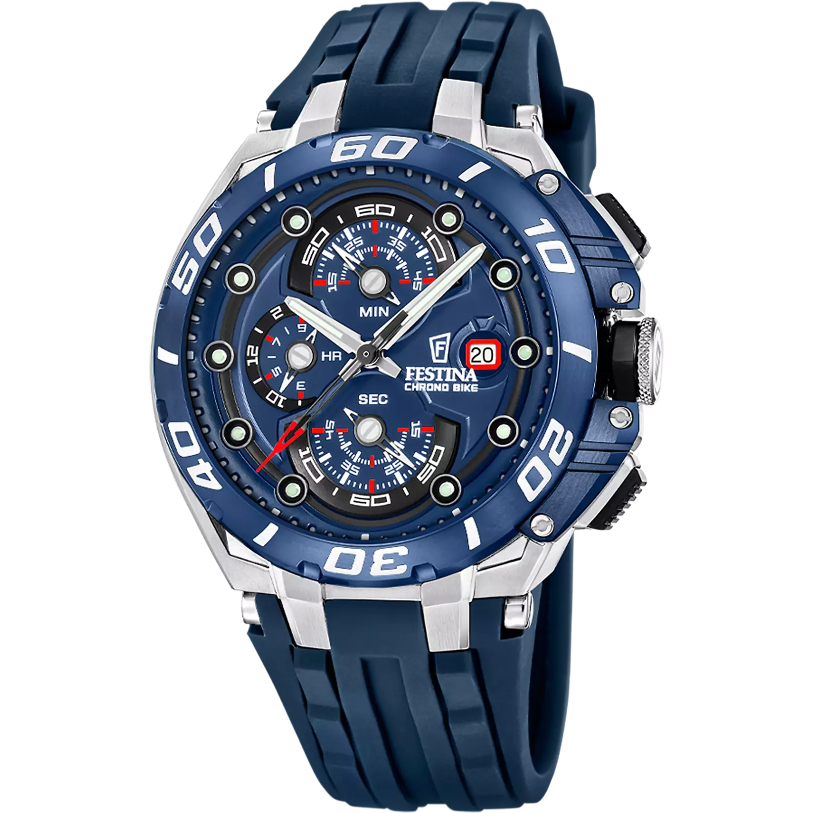 Festina Chrono Bike Rubber Chronograph Mens Watch I Model F20755-4 Quartz Movement