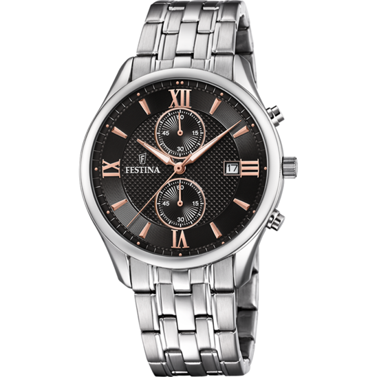 Festina Timeless Chronograph Stainless Steel Chronograph Mens Watch I Model F6854/7 Quartz Movement